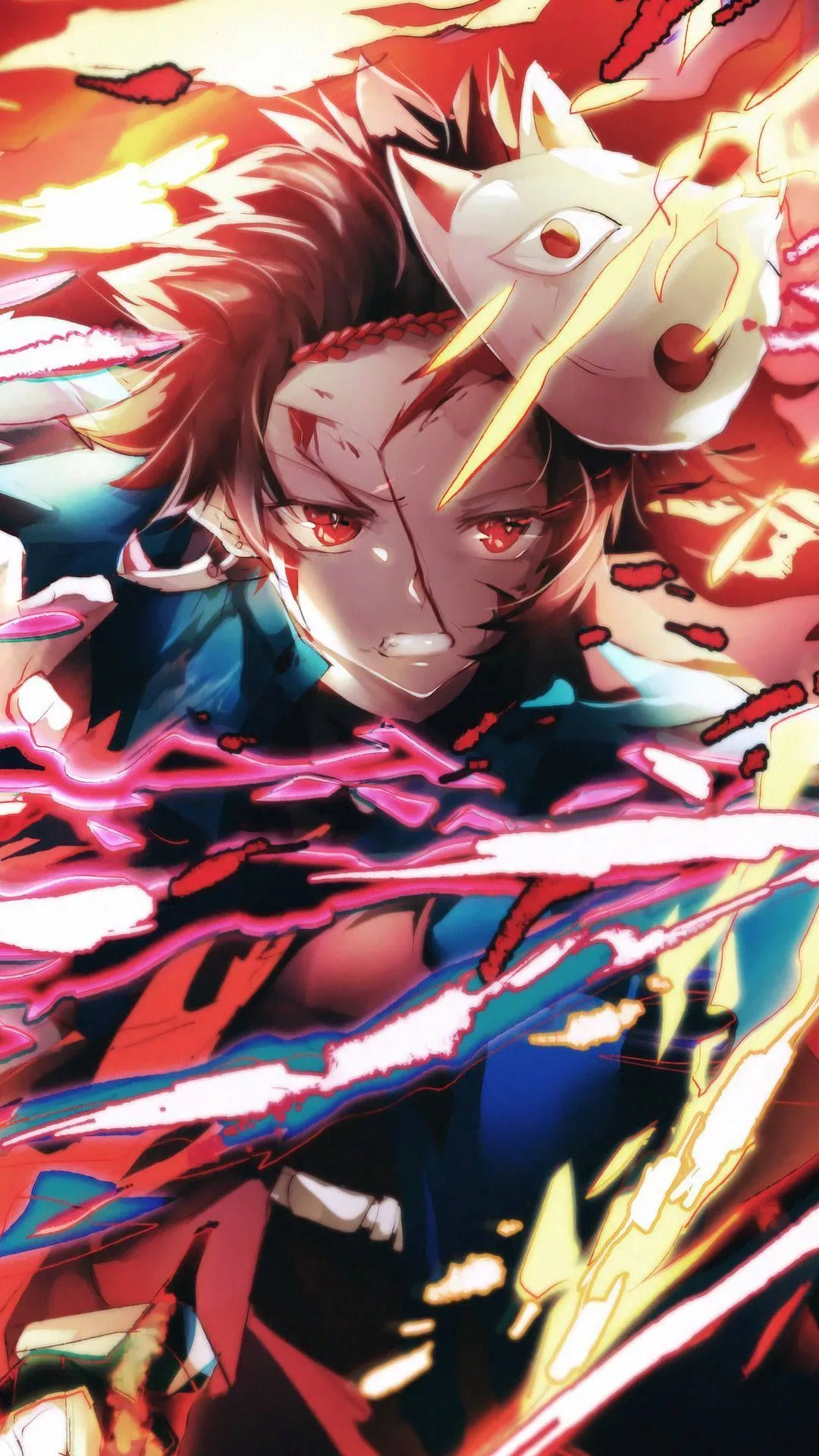 Tanjiro Kamado With Mask And Fire
