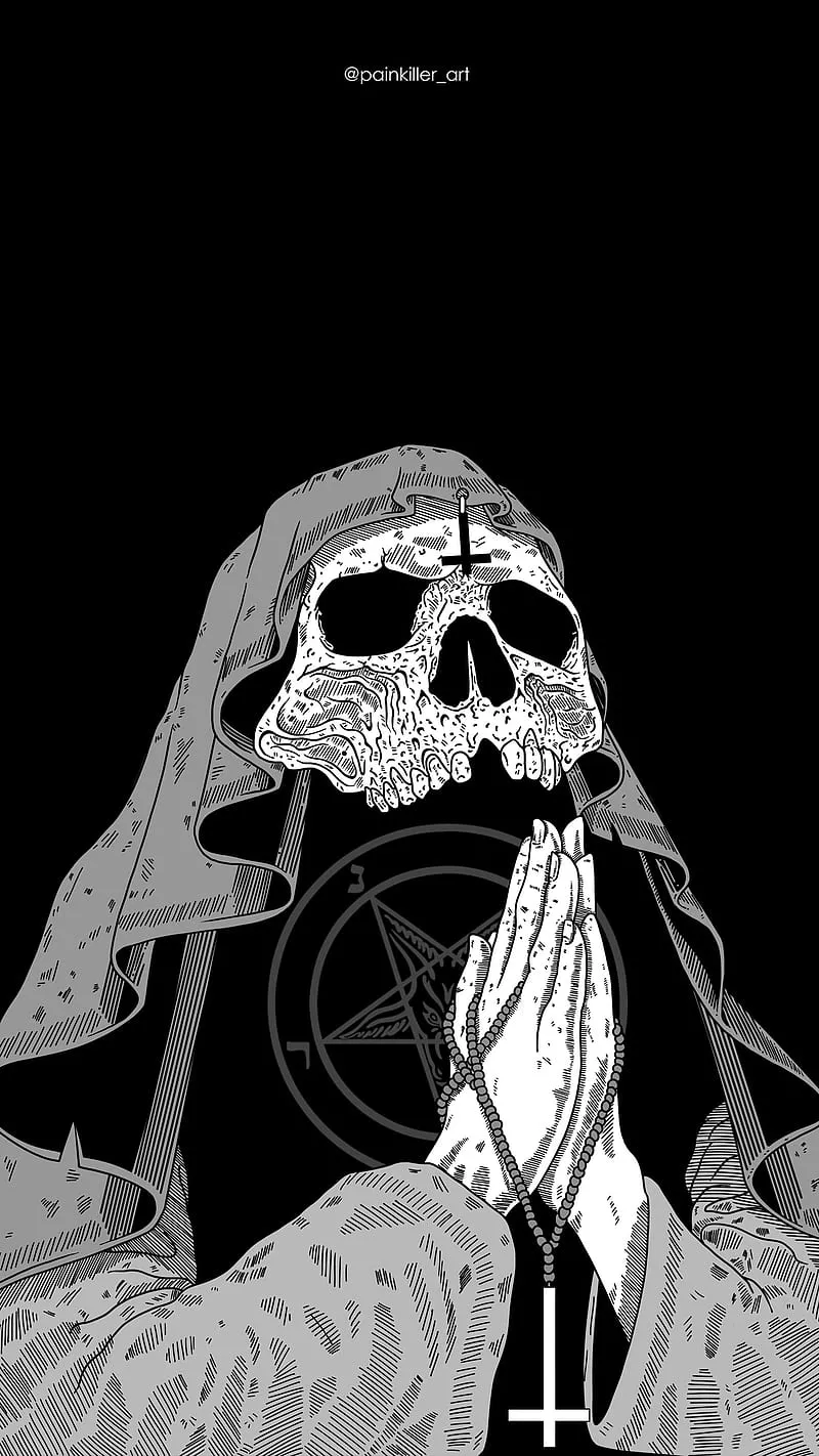 SKULL DEMON, anime, cyberpunk, dark, darkness, horns, horror, nightmare, skulls, HD phone wallpaper