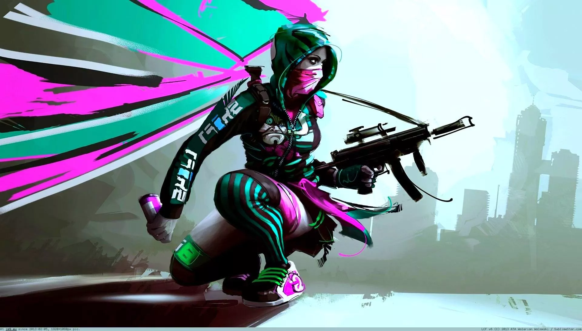 Download Anime Girl Anime Paint Neon