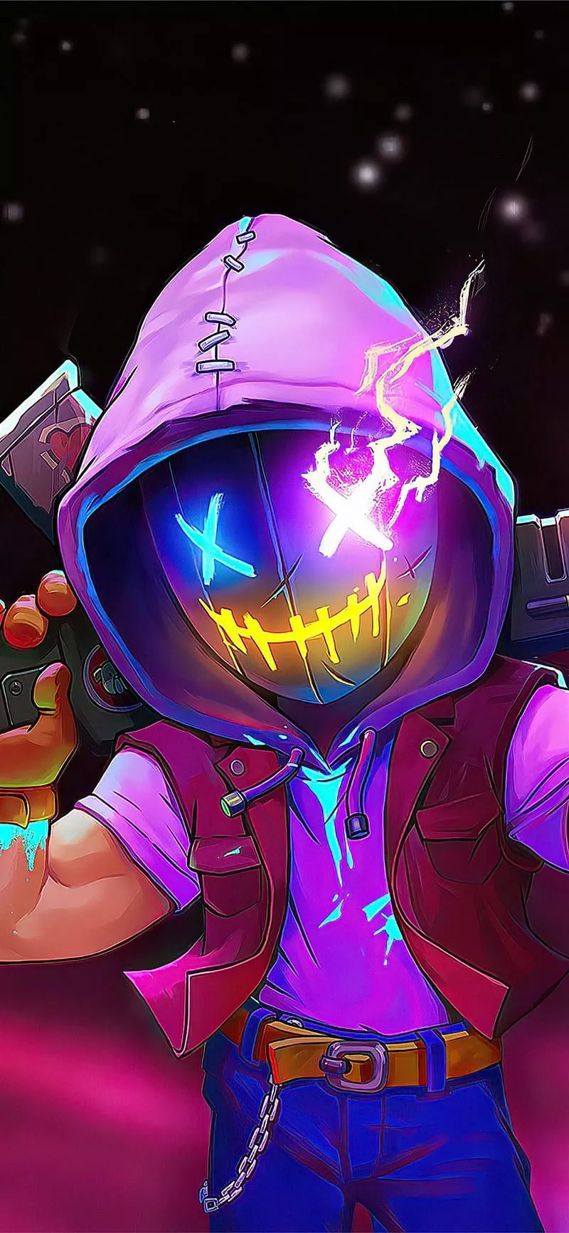 Neon anime, electric blue, magenta, HD phone wallpaper