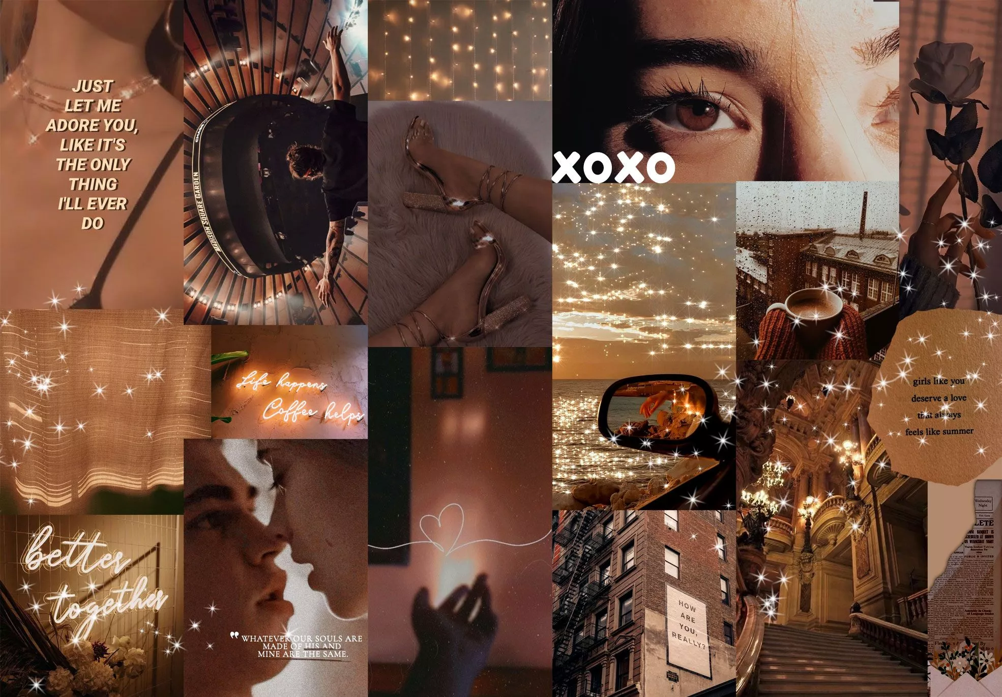 Brown Collage Wallpaper, Caramel