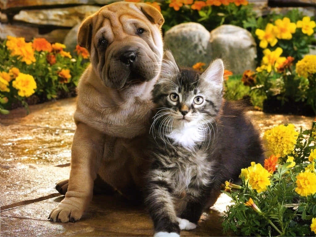 Download free A Cute Kitten And Puppy