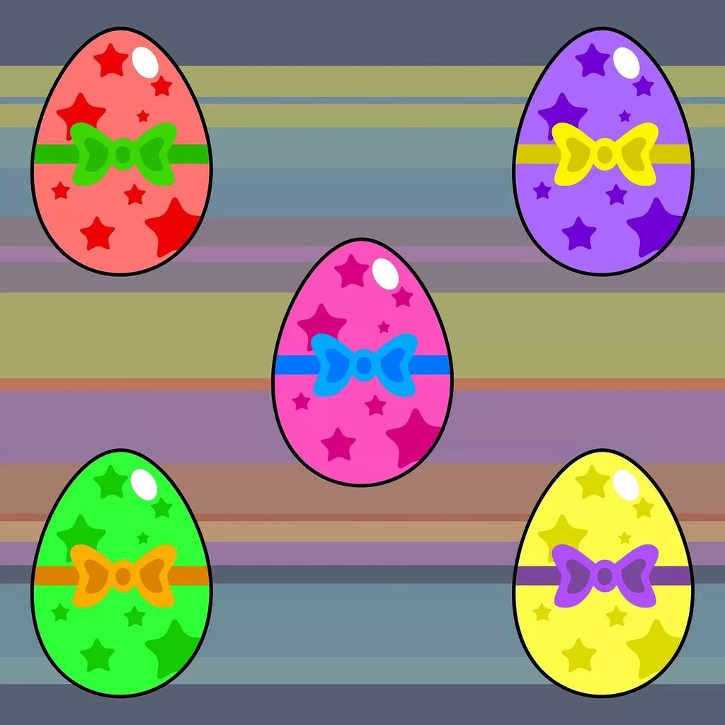 A group of colorful easter eggs