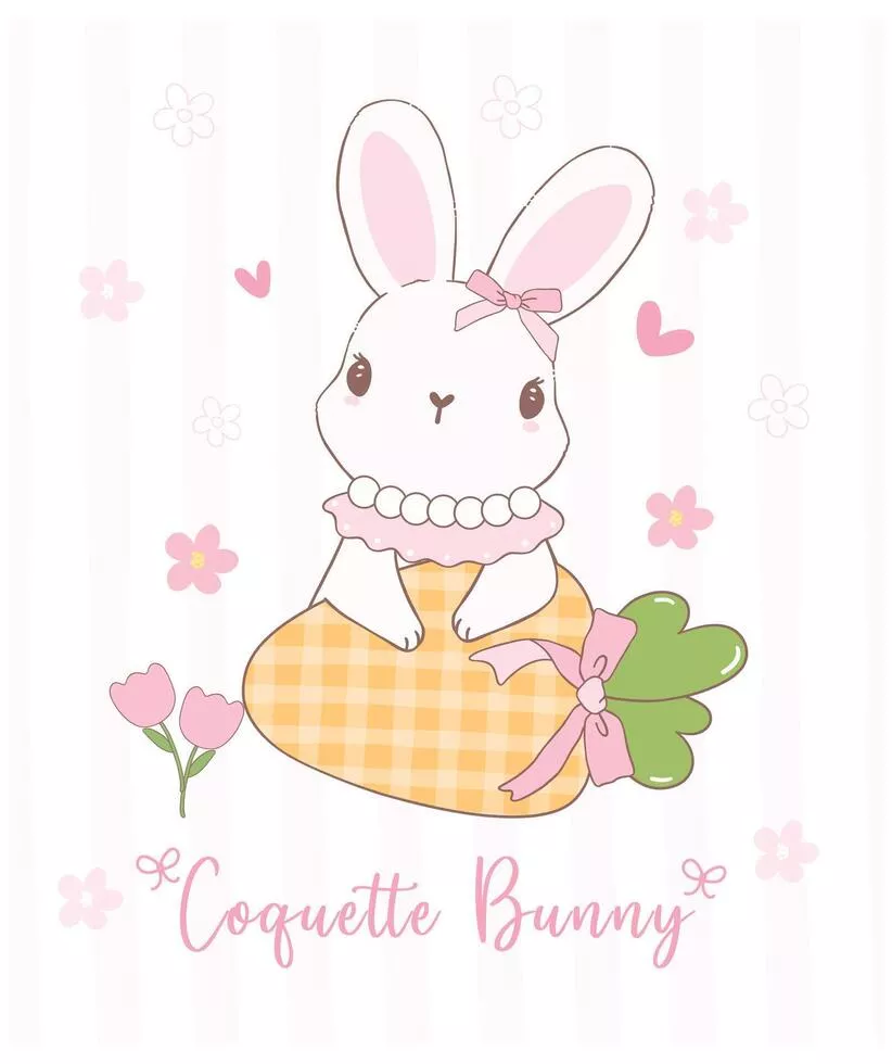 Cute Coquette bunny with bow and carrot
