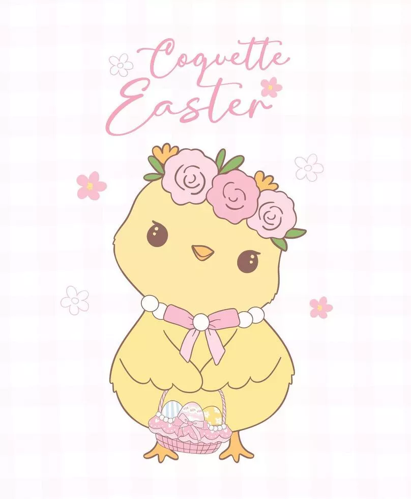 Cute Pink Coquette Easter Chick