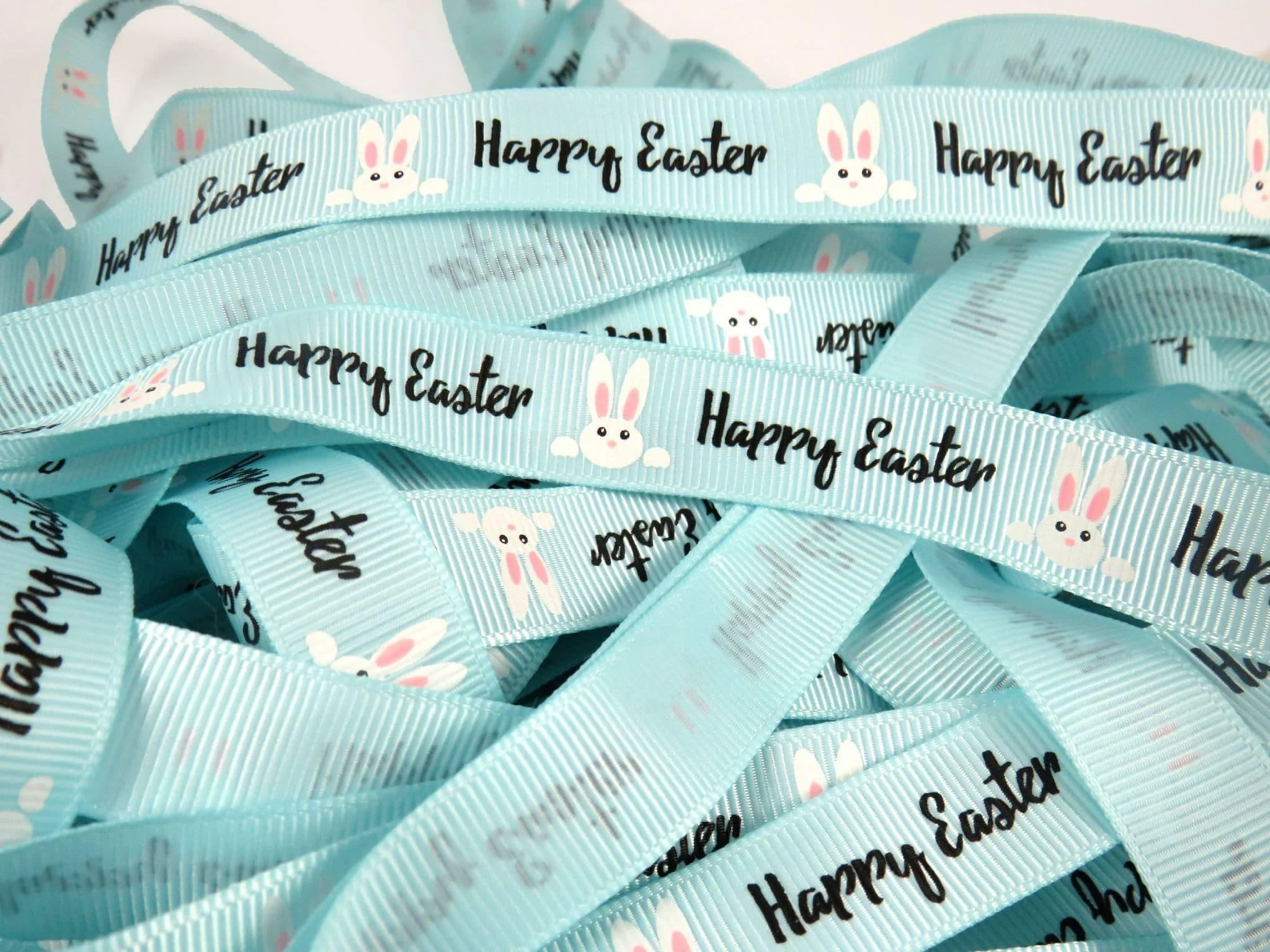 16mm White Rabbit Happy Easter Ribbon