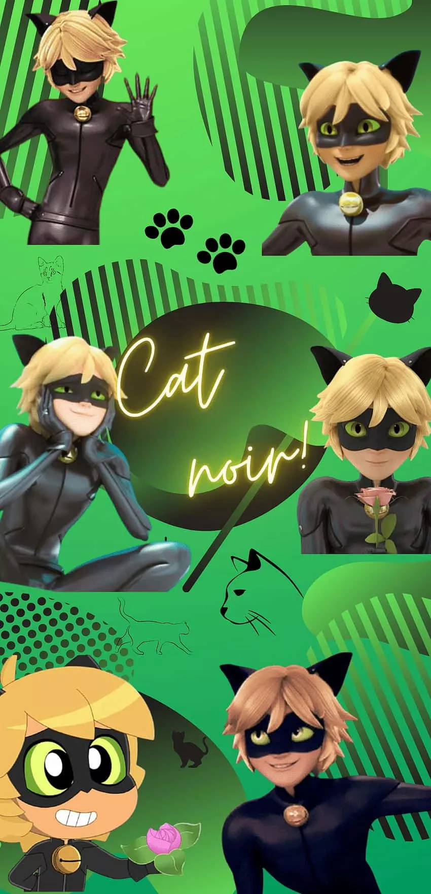 Download Cute Cat Noir Funky Green