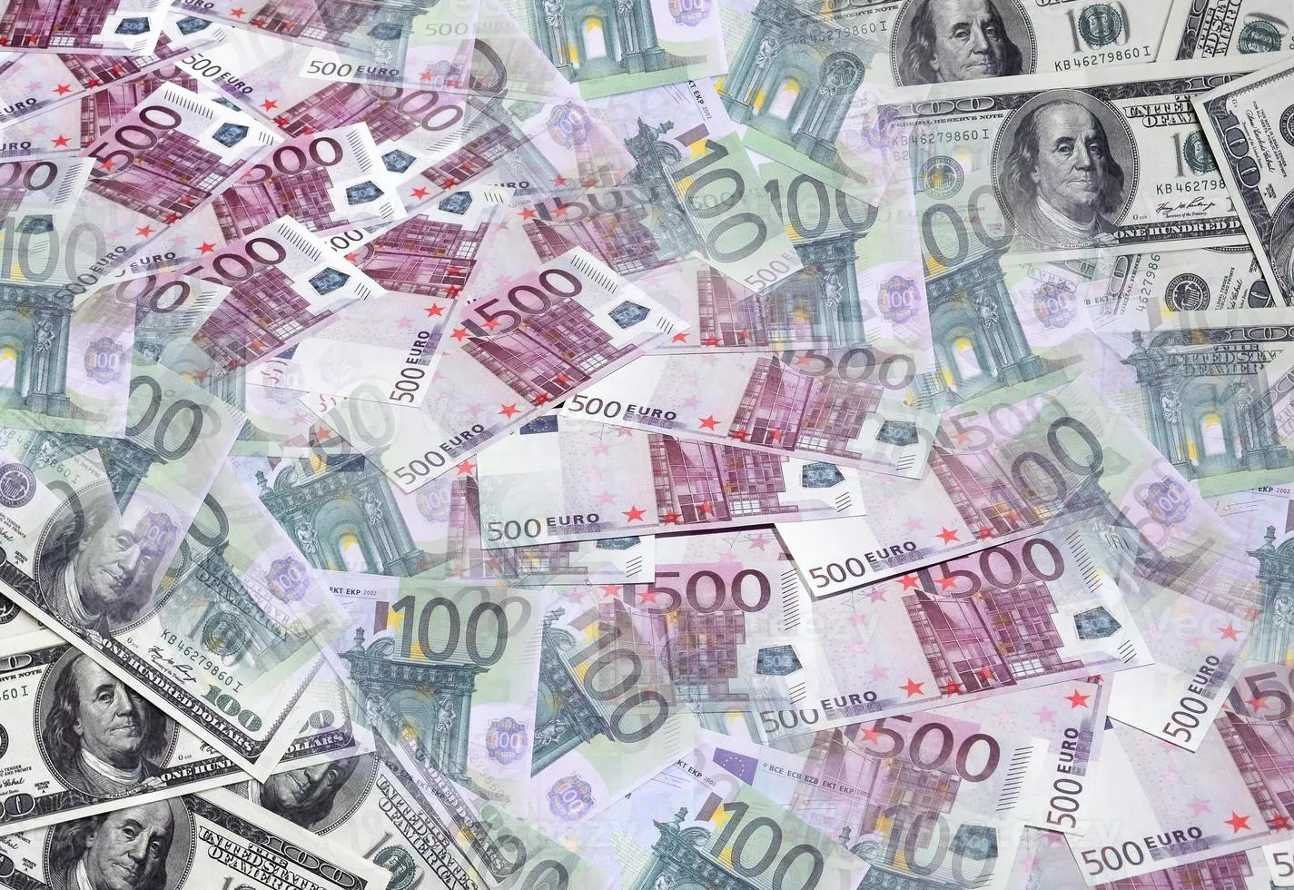 euro banknotes in denominations of 100