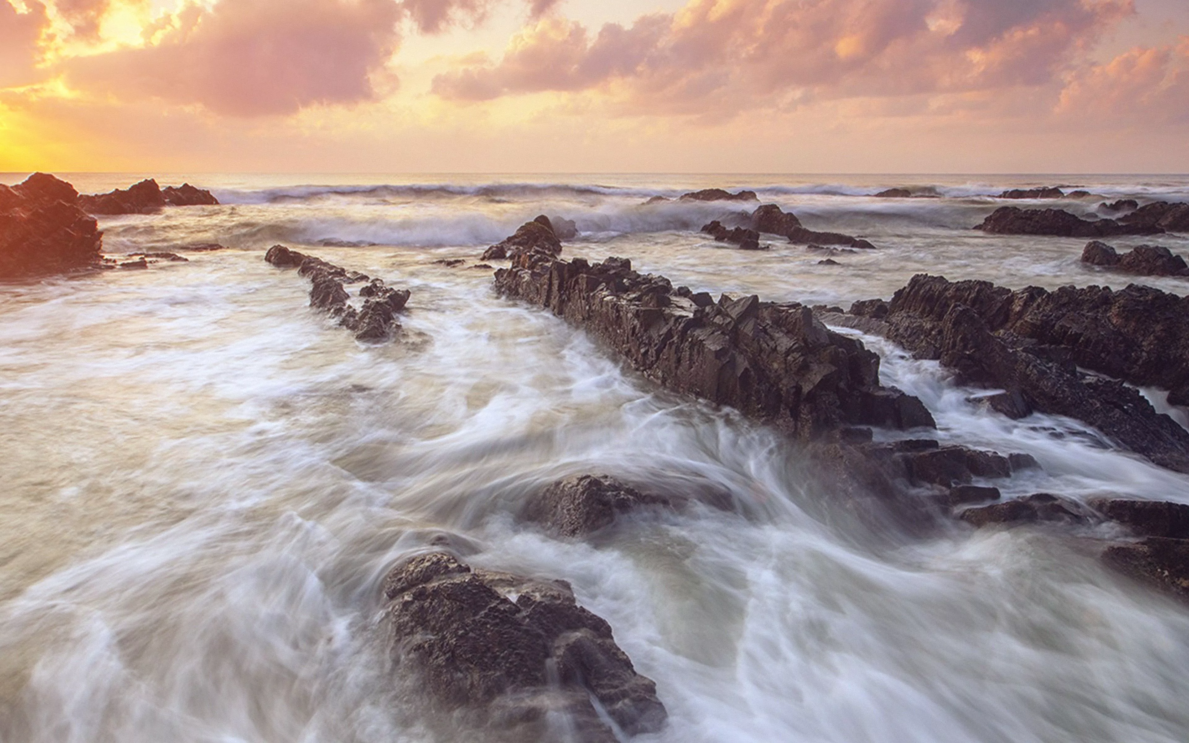 Sea Ocean Water Sunset Nature Flare