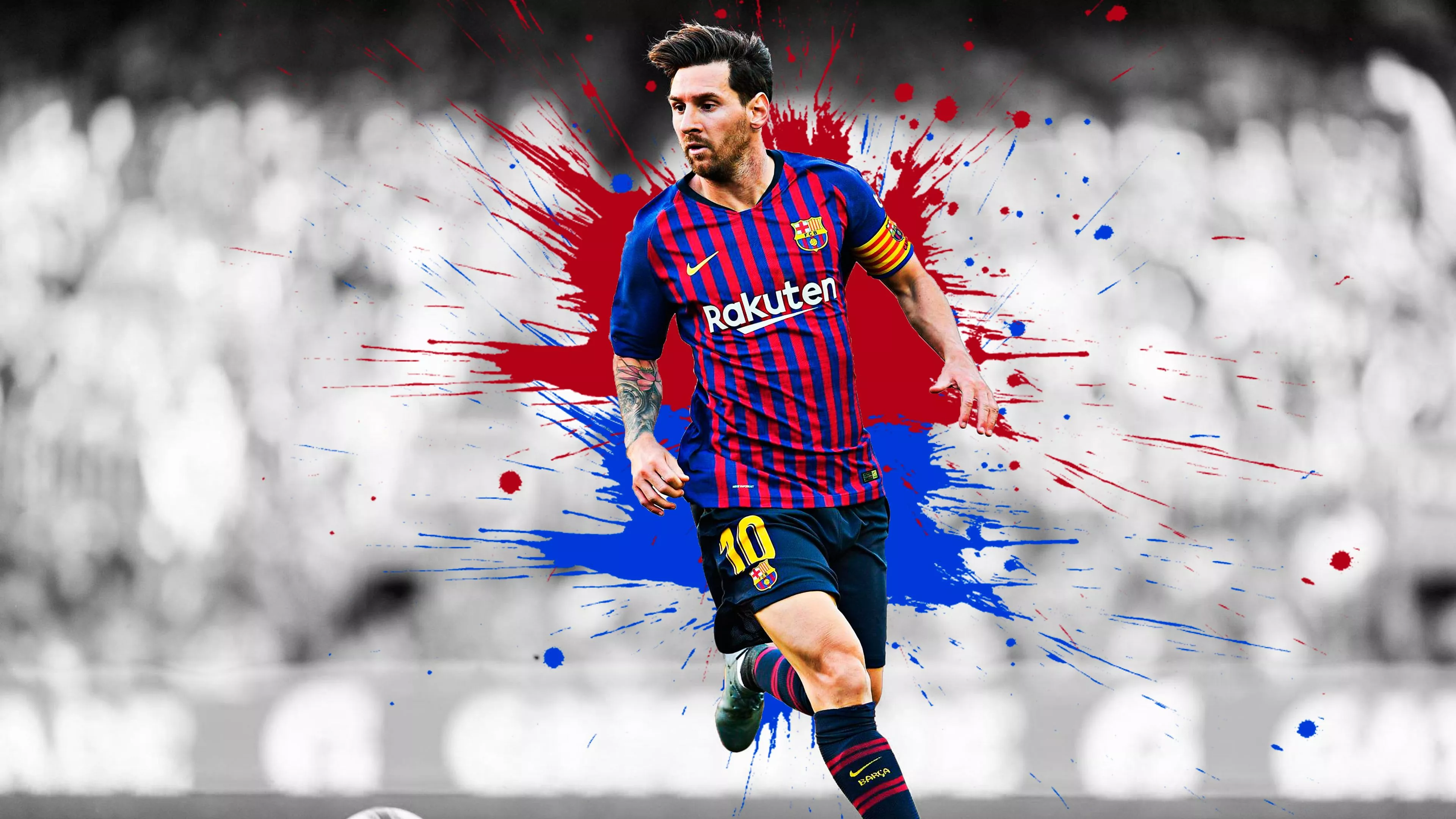 Lionel Messi In Blue Red Paint