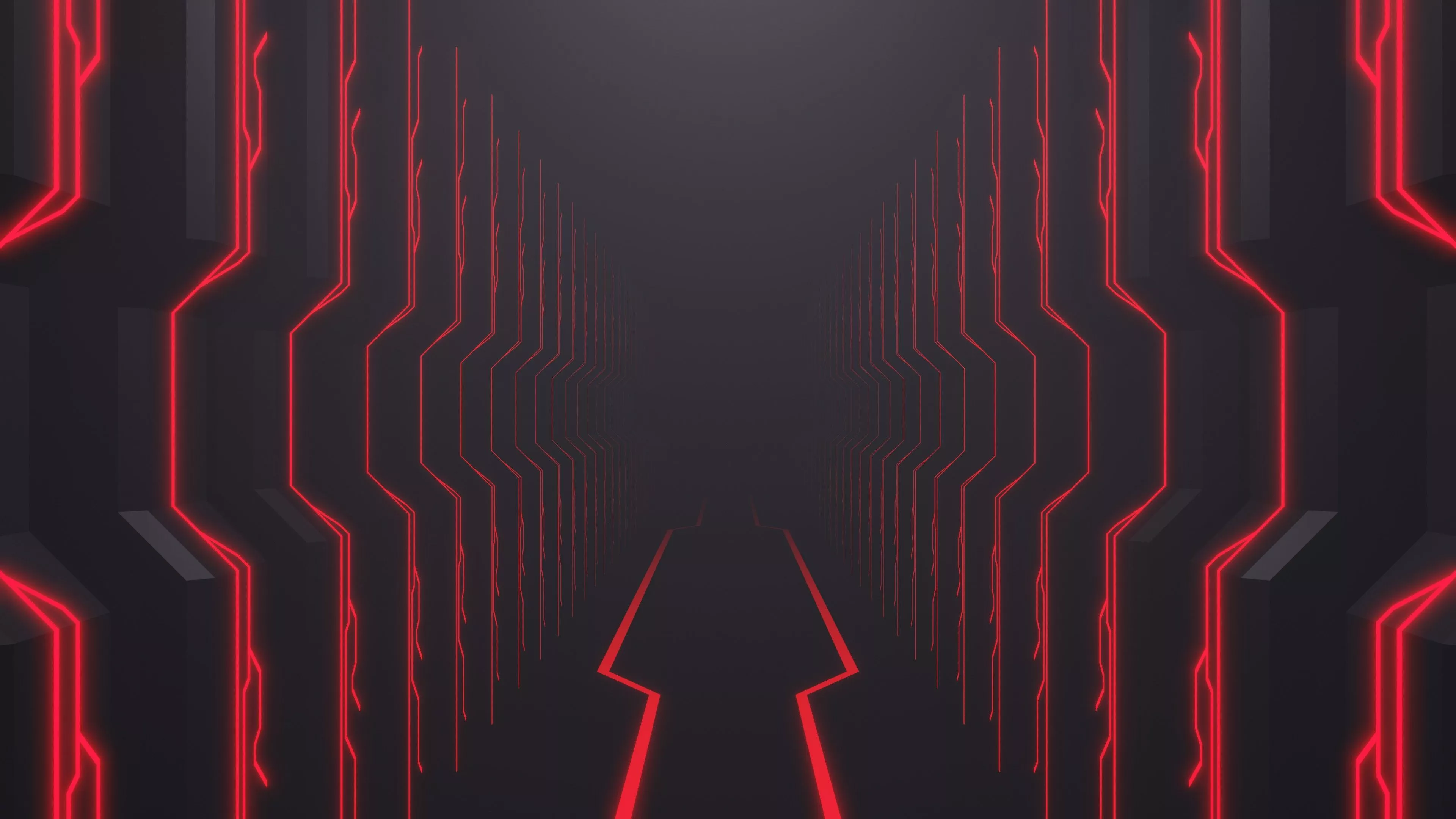 Dark Black Red Shapes 4K HD Abstract