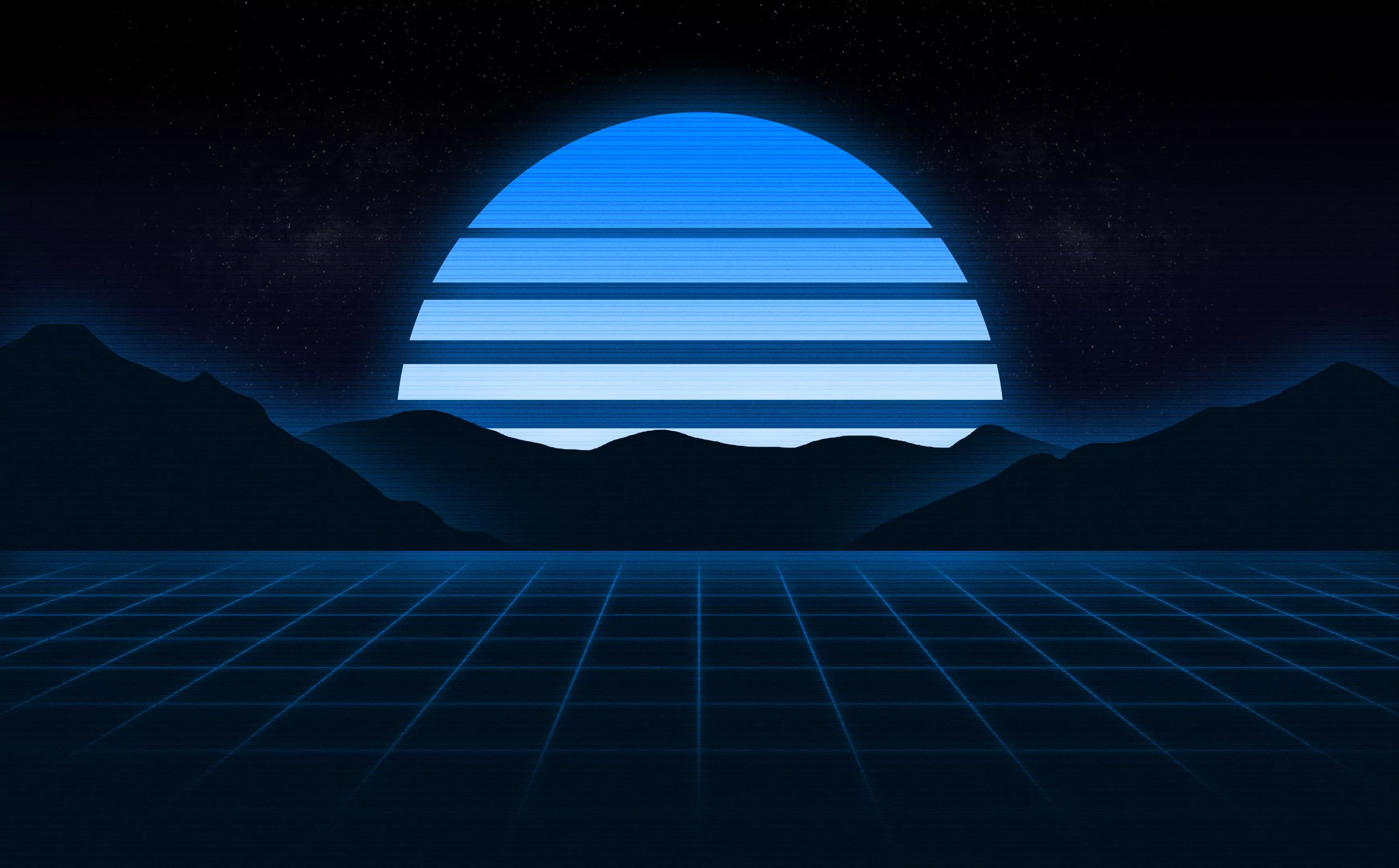 Blue aesthetic Wallpaper 4K, RetroWave