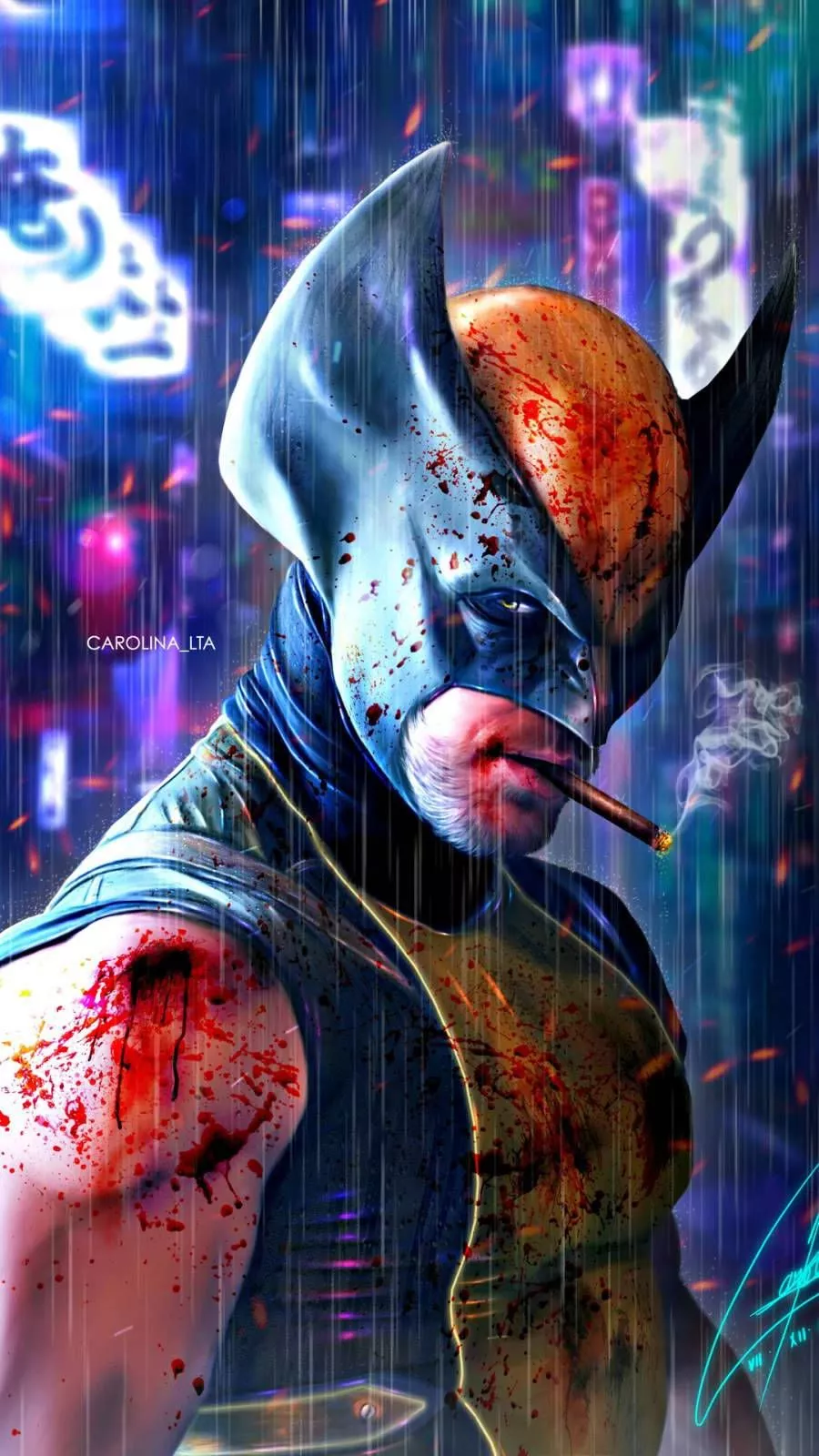 Wolverine Cyberpunk iPhone X Wallpaper