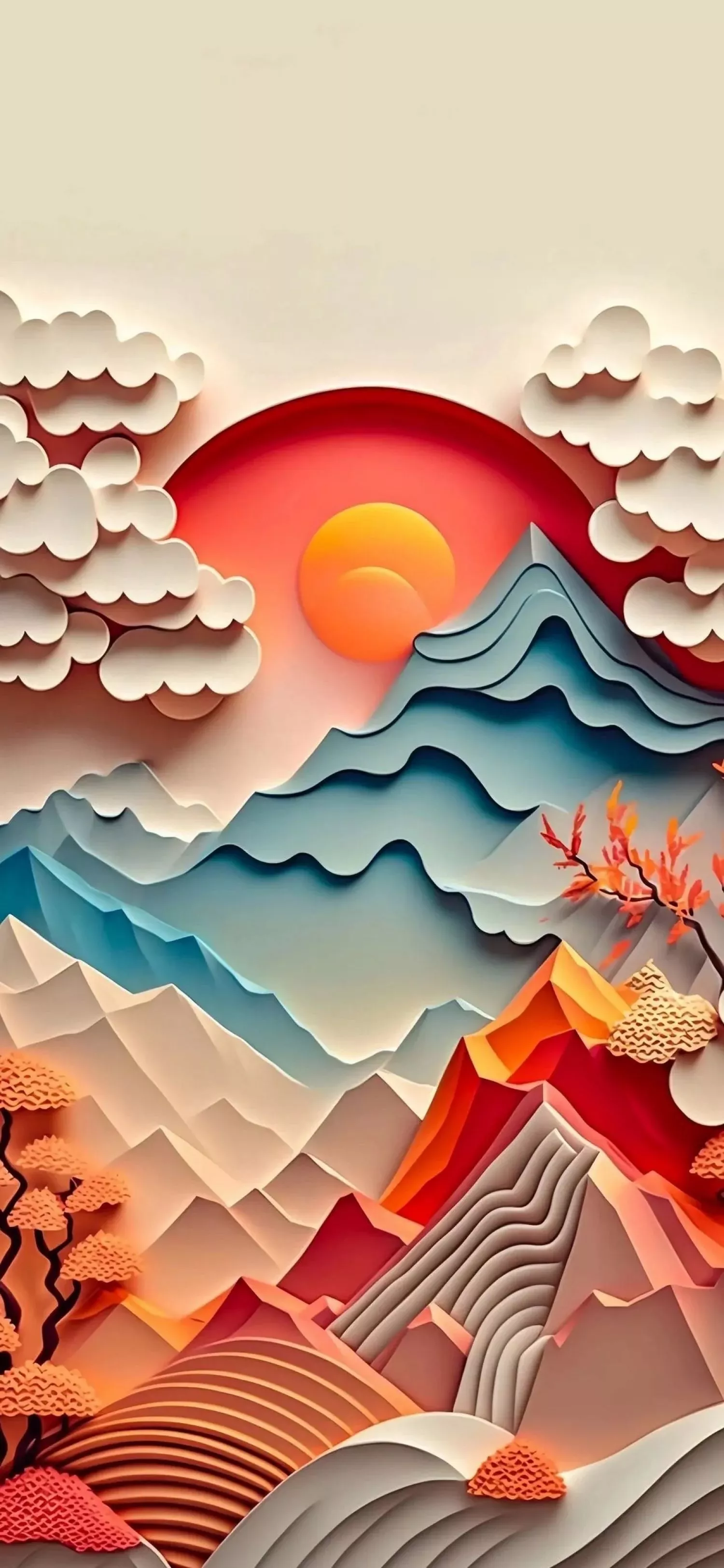 3D Digital Art Layered Paper Wallpaper