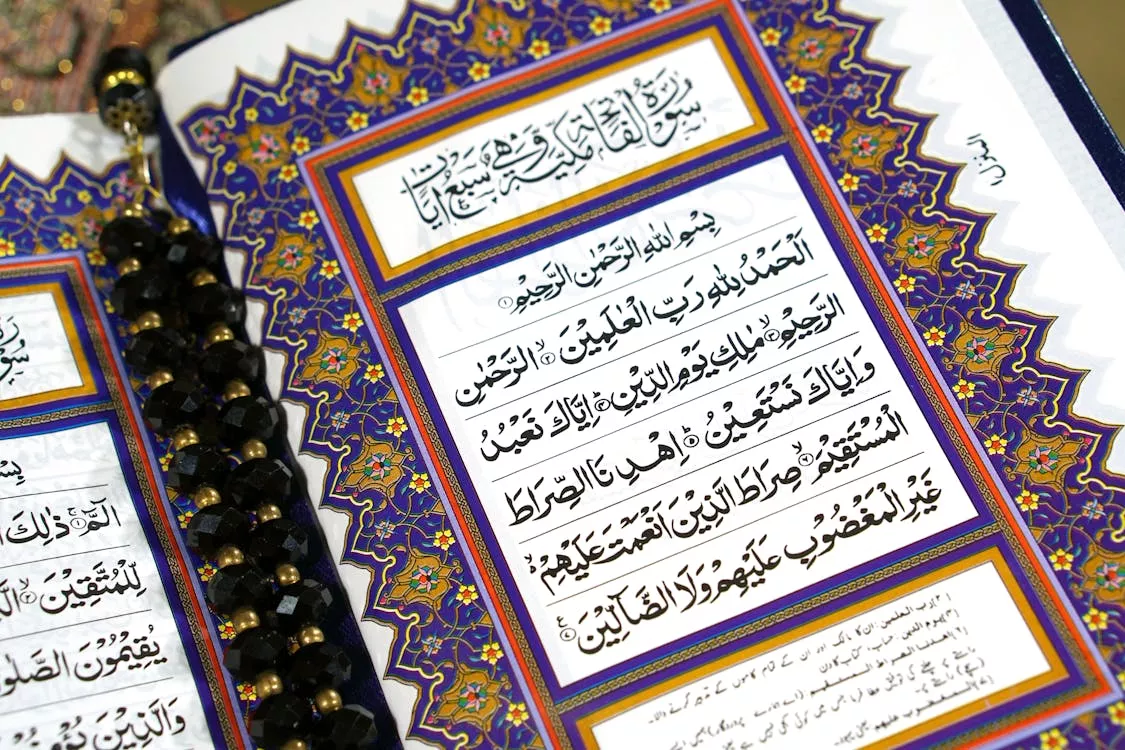 Open Quran Book with Islamic Text