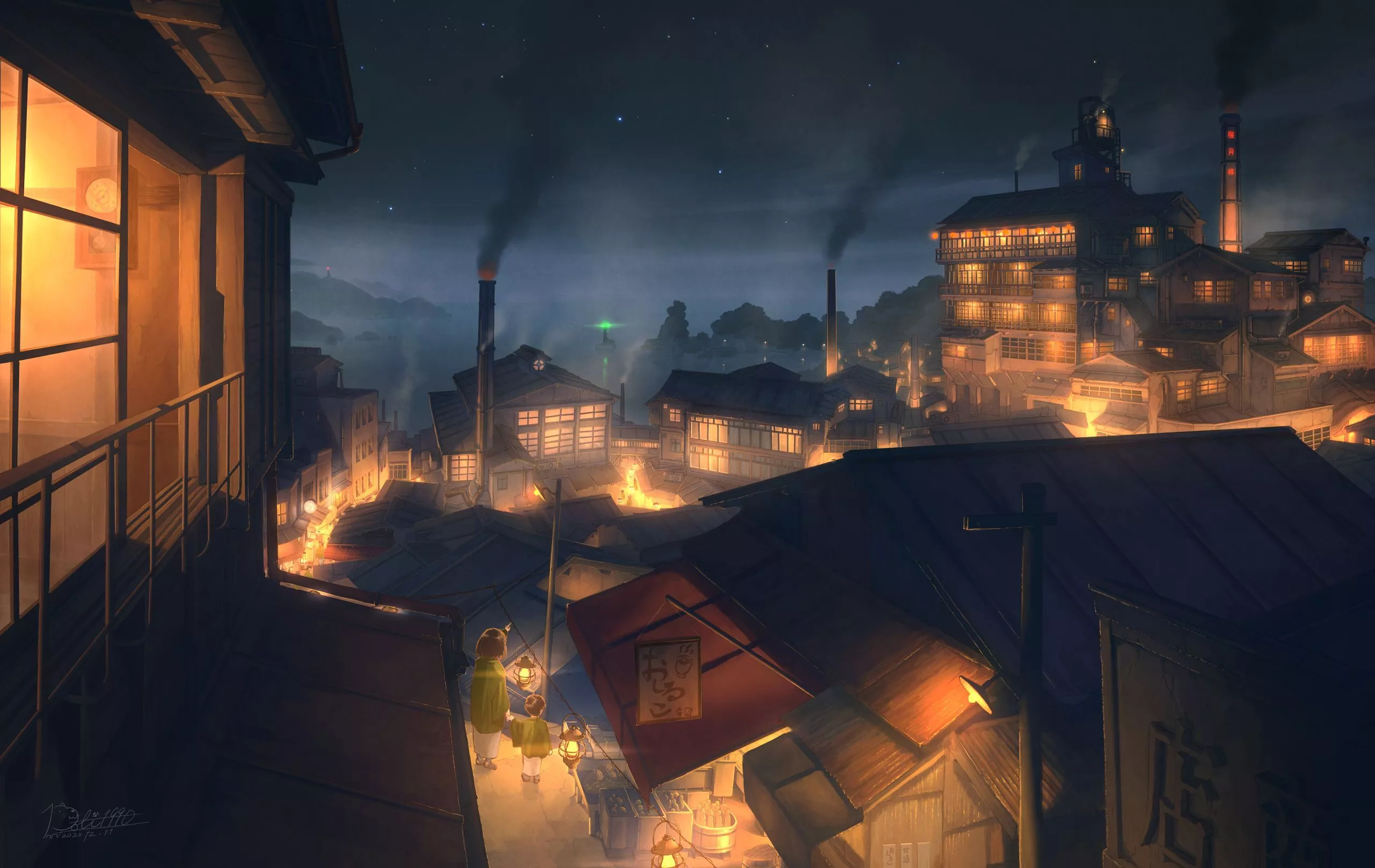 HD desktop wallpaper: Anime, Night