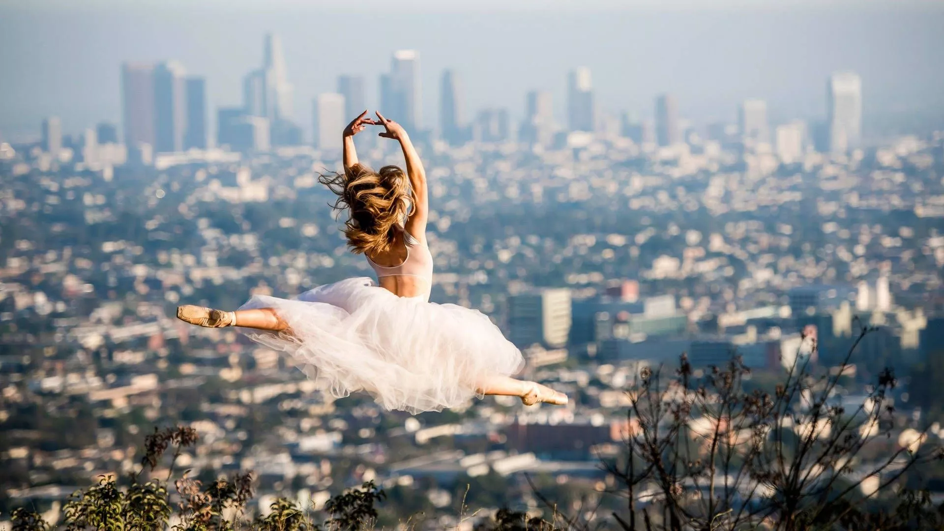 Ballet Dancer With City Overview