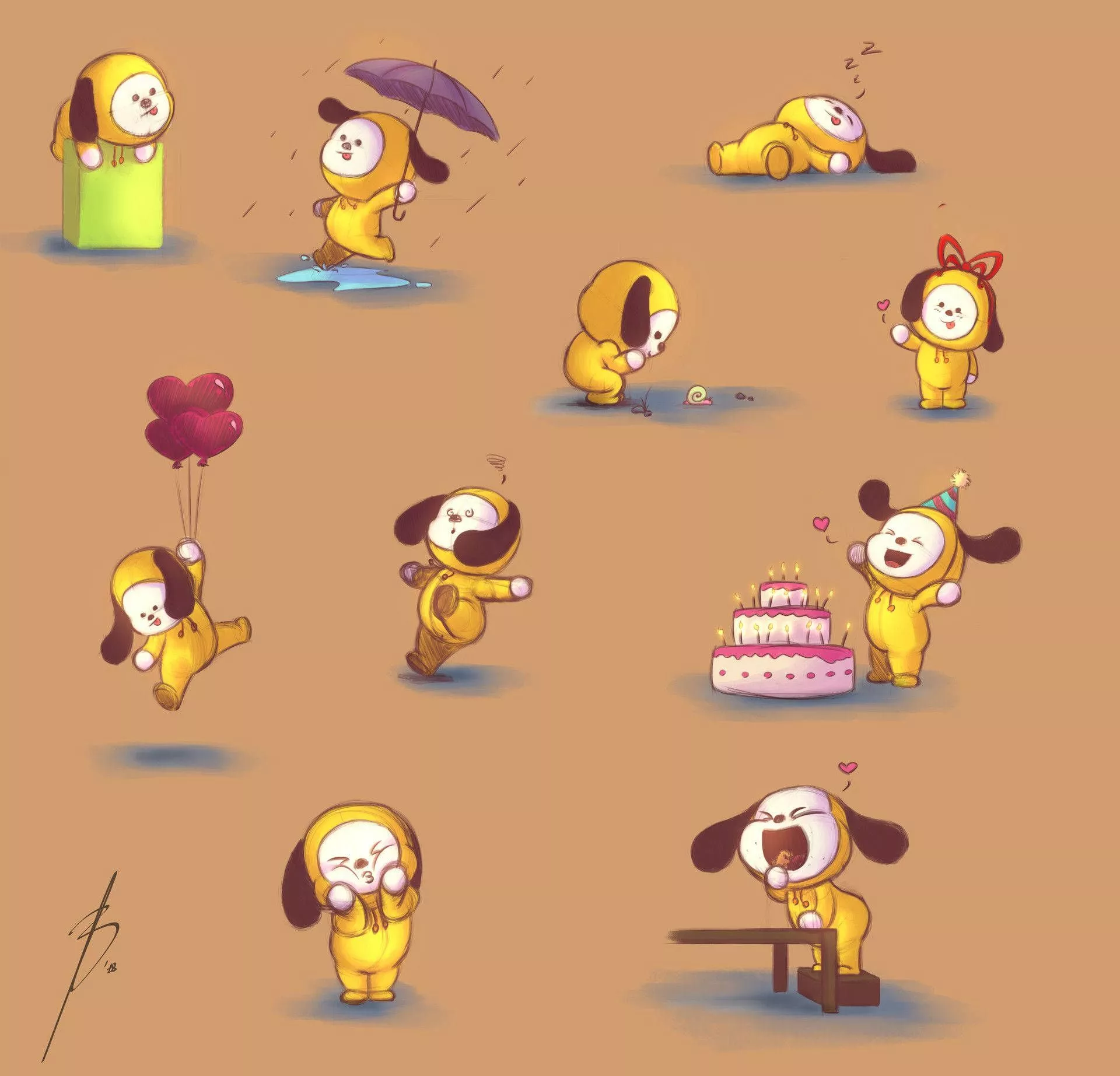 Chimmy Bt21 Cartoon Fanart Wallpaper