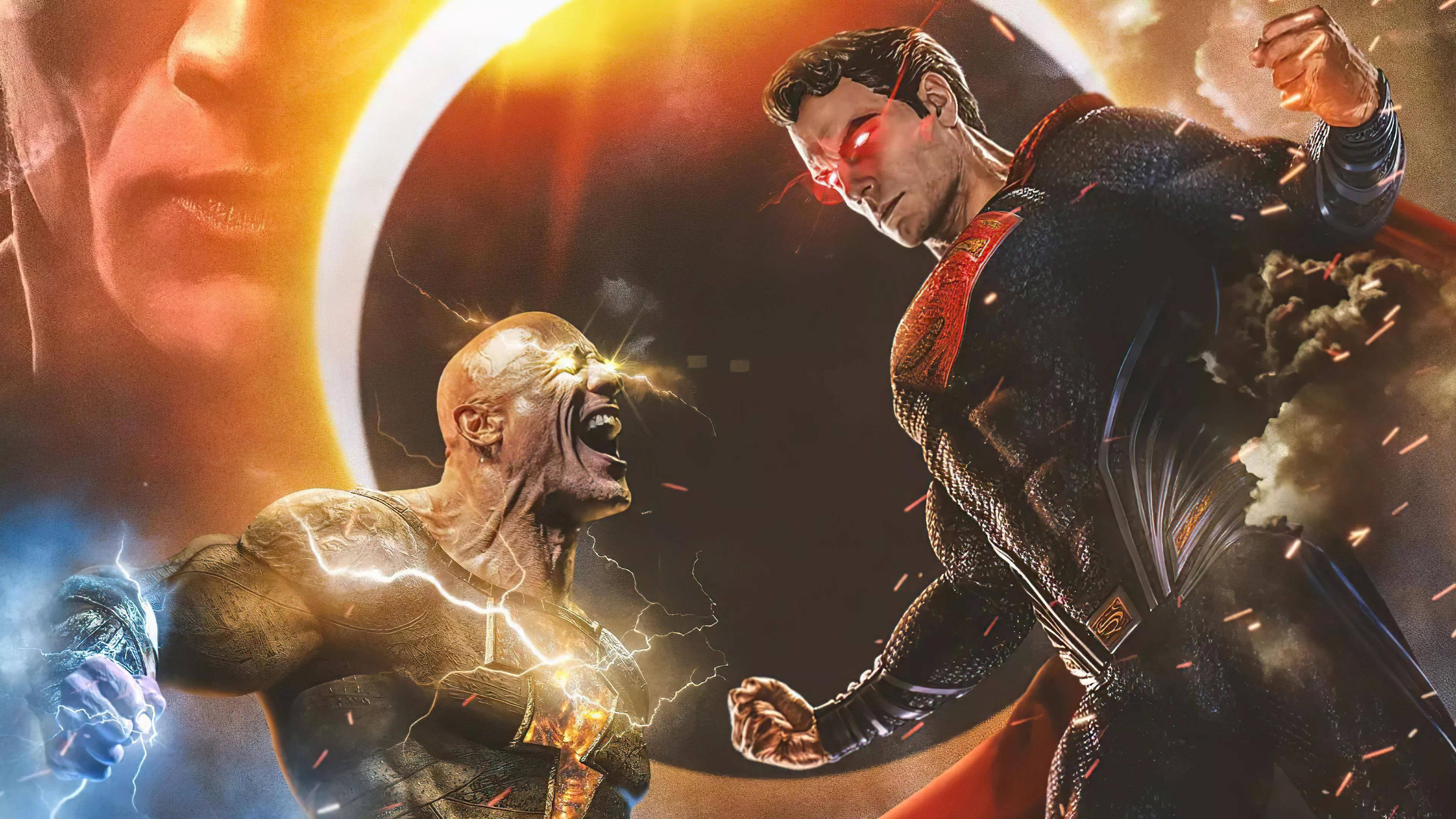 Black Adam X Superman 4k Wallpaper, HD