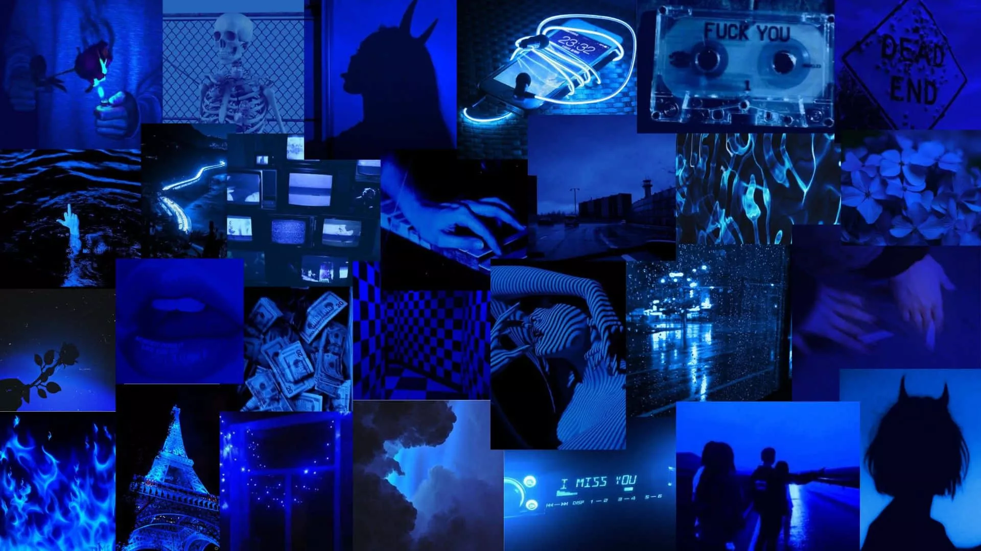 Download Black Blue Aesthetic Collage Wallpaper