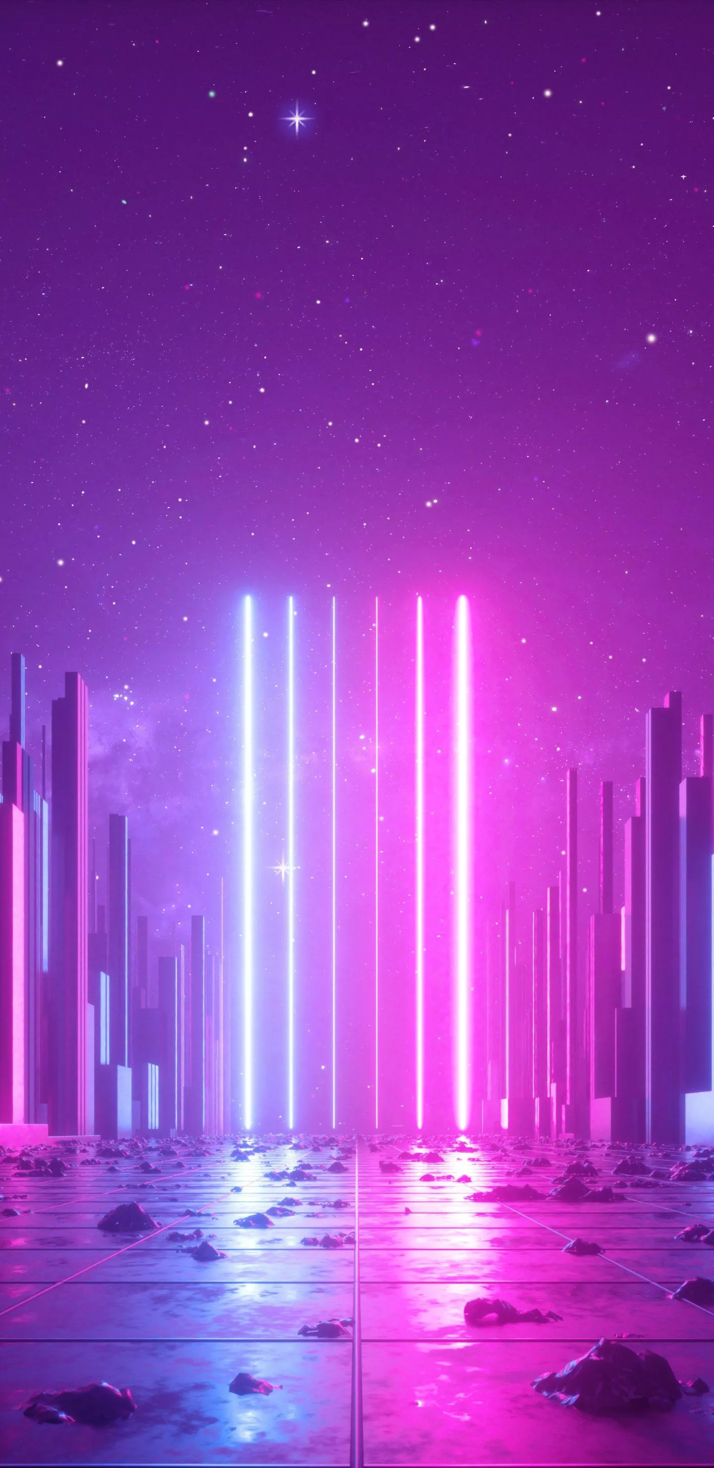 Download Neon Artistic City Phone Wallpaper