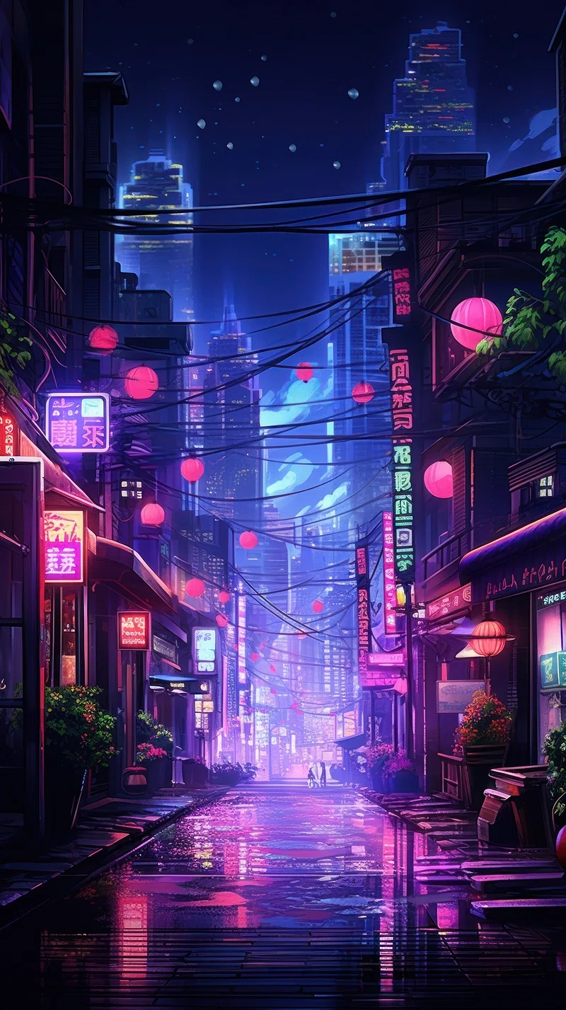 Neon Lights Phone Screen Wallpaper
