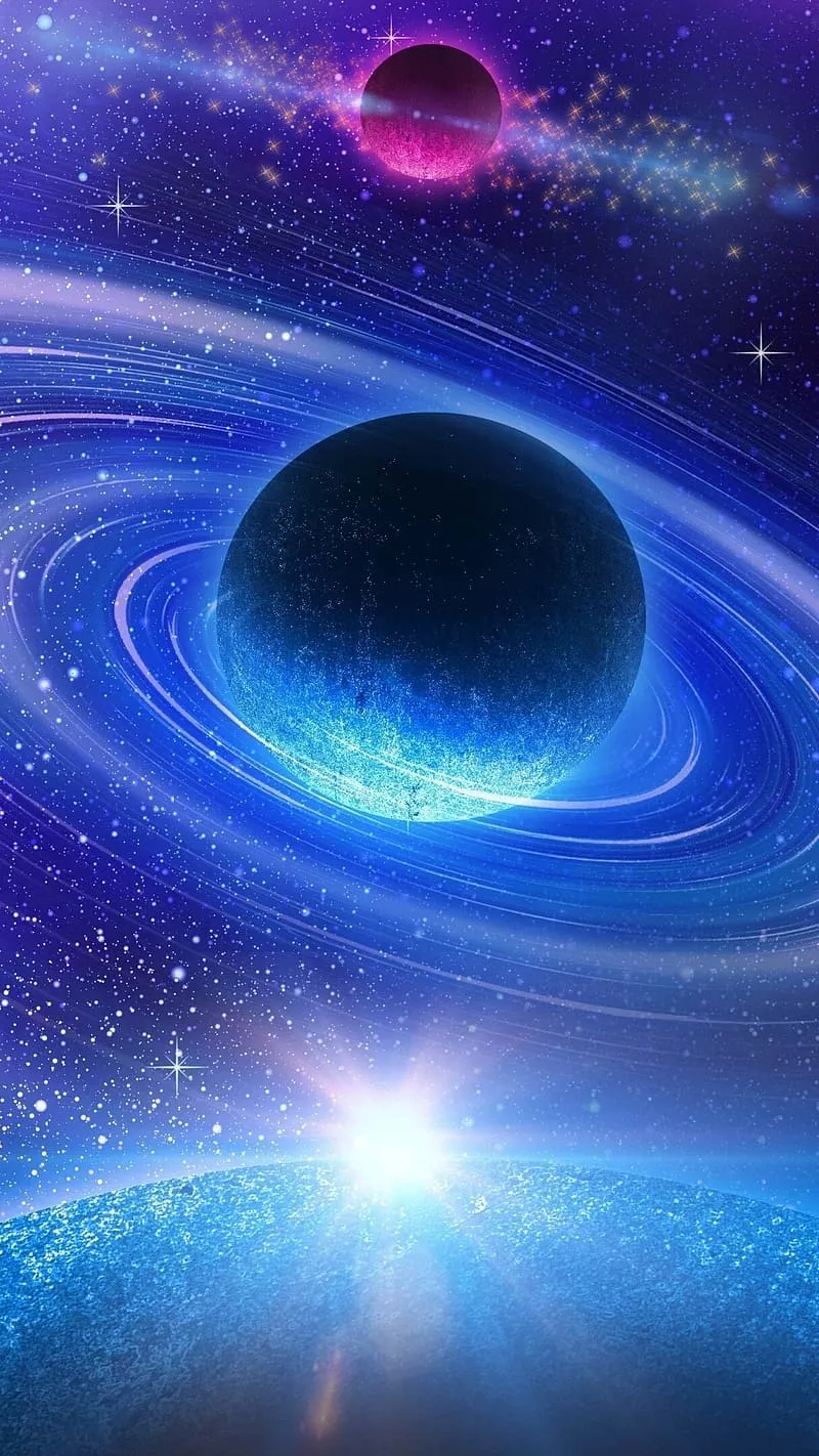 Galaxy, Saturn Planet, space, HD phone