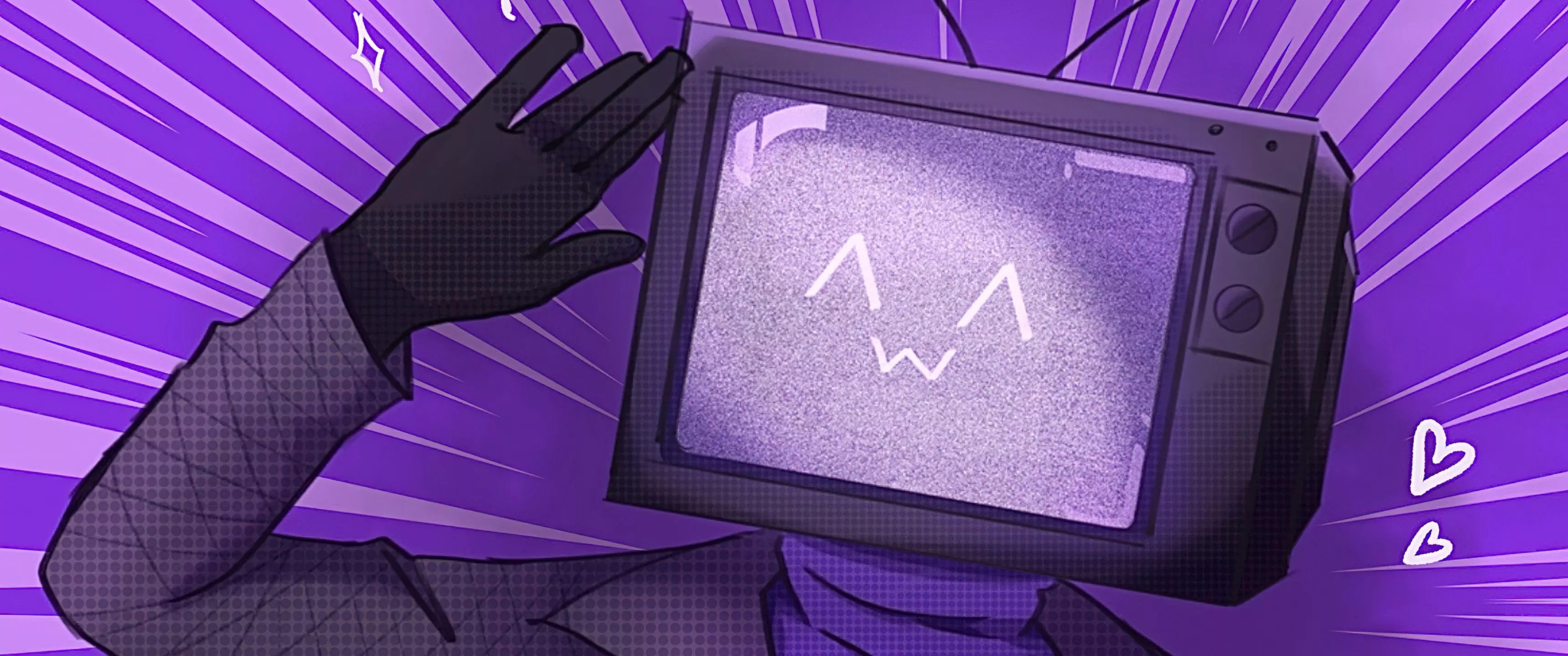 TV Woman Wallpaper 4K, Retro, Purple