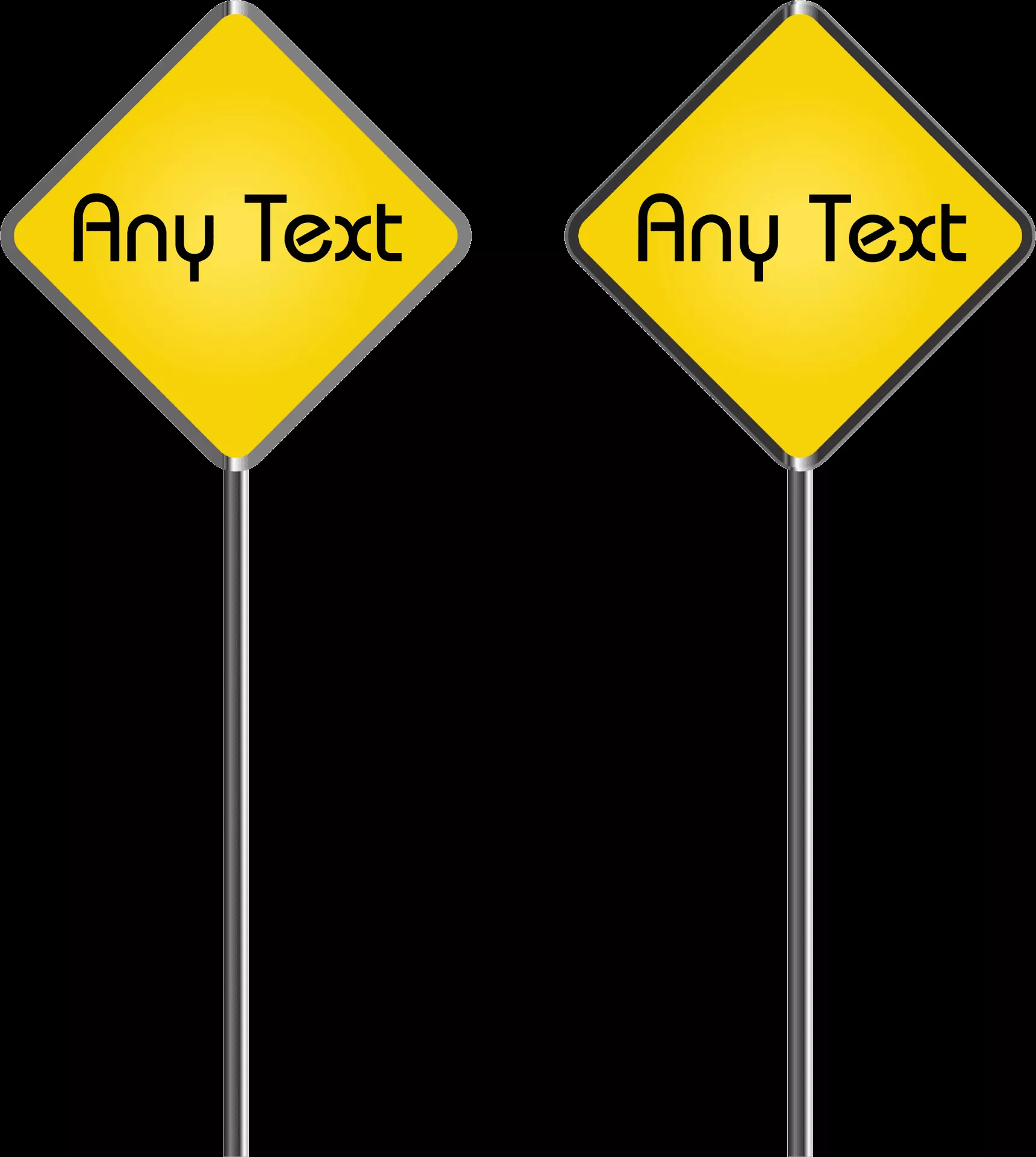 Yellow Diamond Road Signs Blank Text