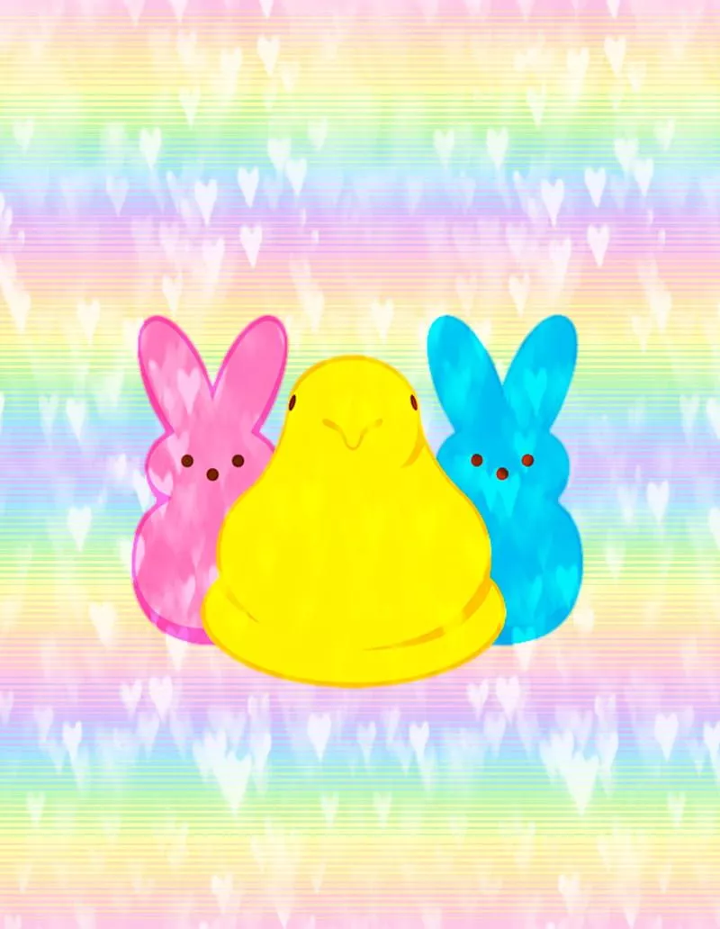 Easter Peeps, bunnies, candy, chicks, cute, easter, corazones, love, pastel, HD phone wallpaper