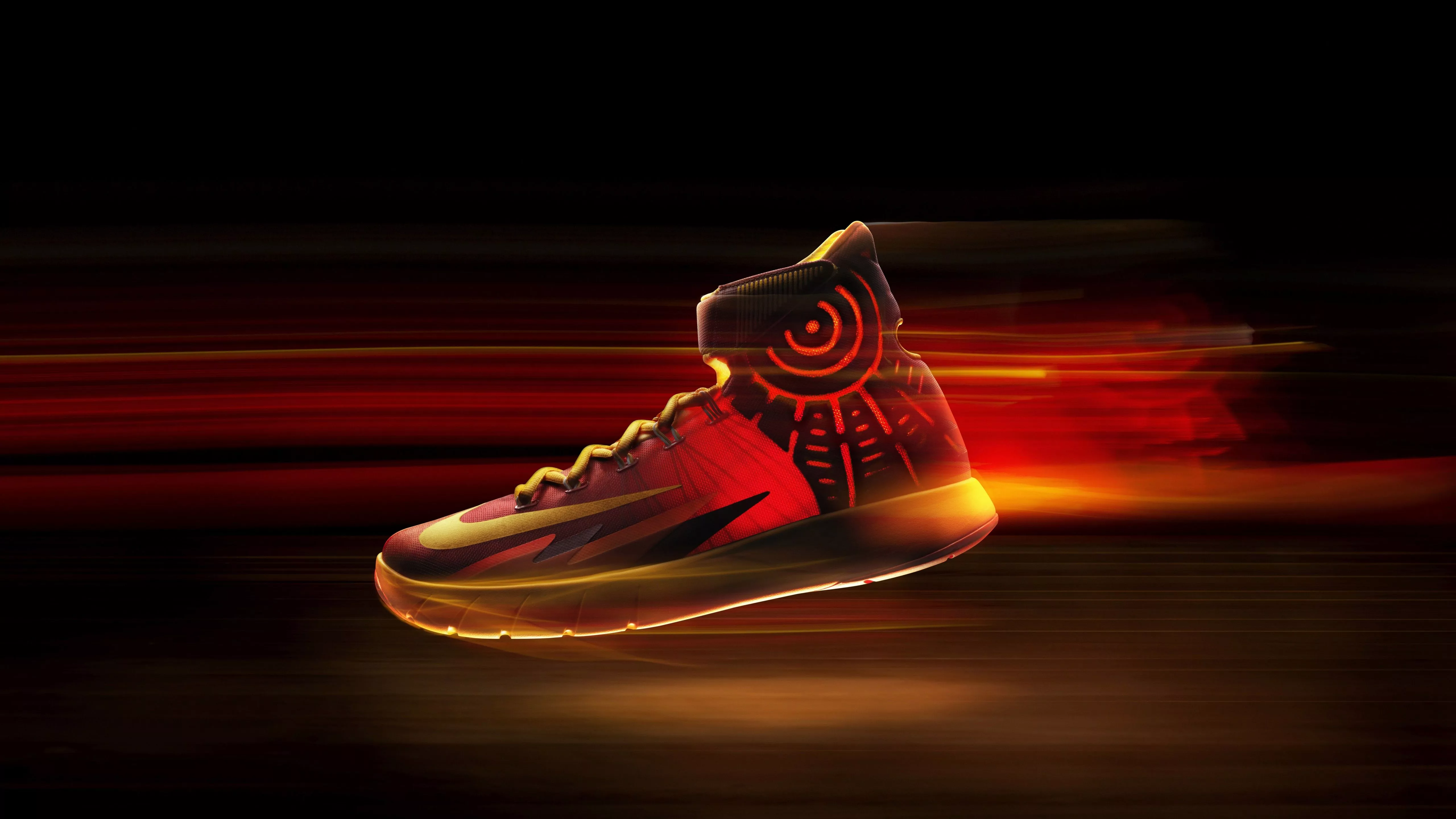 Red Yellow Nike Shoe In Black