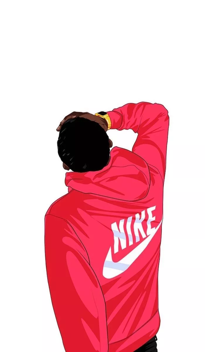 red sweatshirt with white nike logo