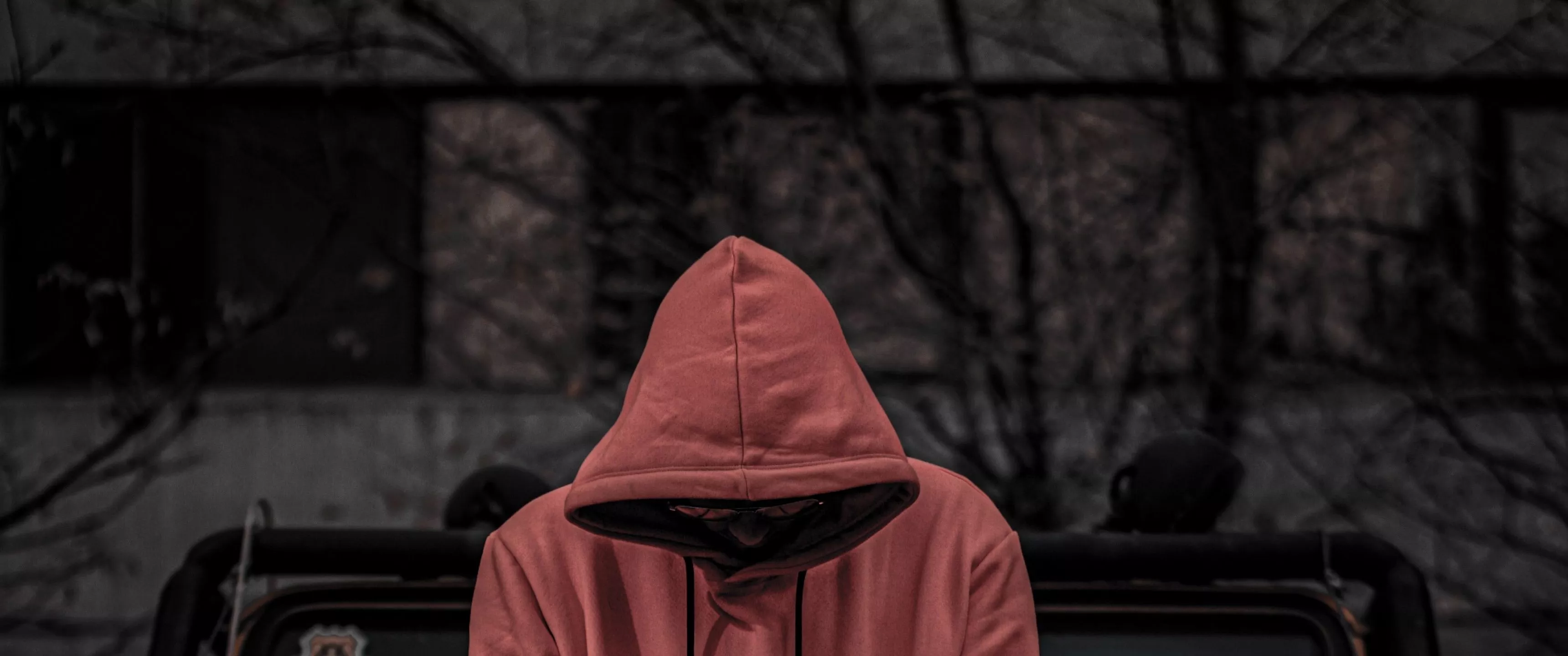 Red Hoodie Wallpaper 4K, Jeep, Standing