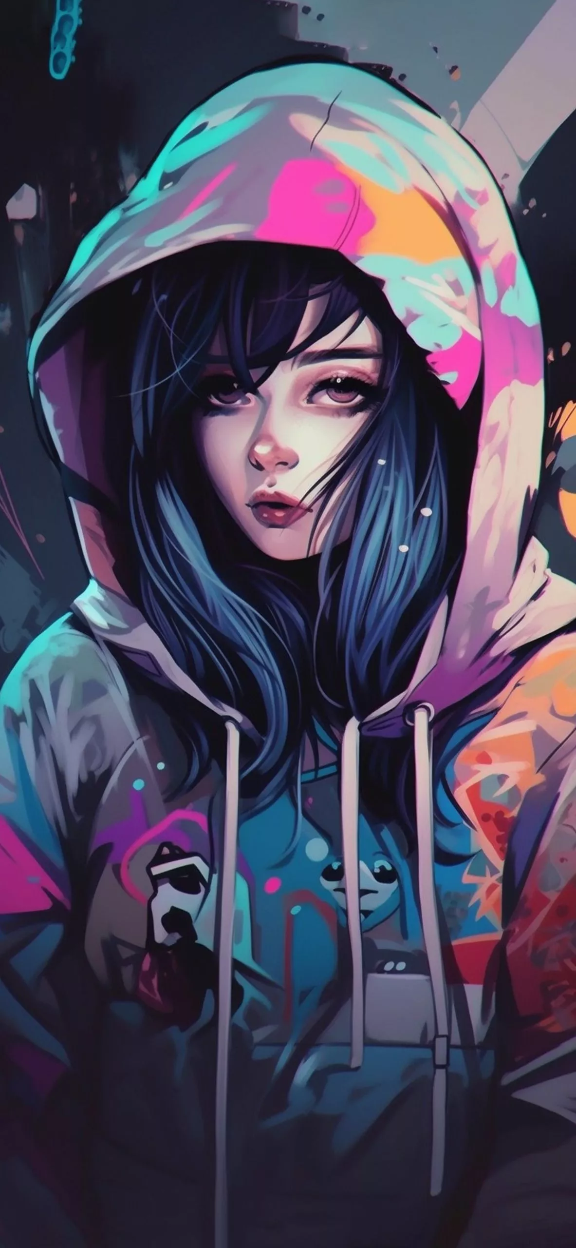 Anime Girl in Sweatshirt Wallpaper