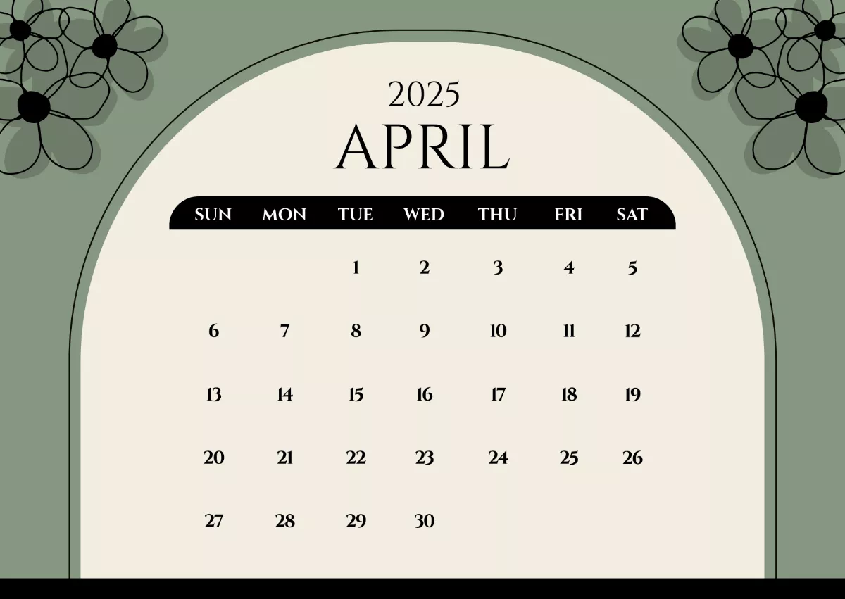 Aesthetic April 2025 Calendar