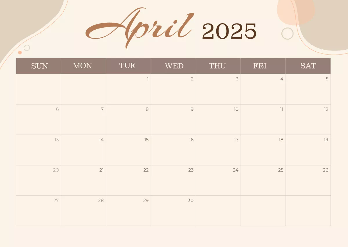 April 2025 Calendar Wallpaper