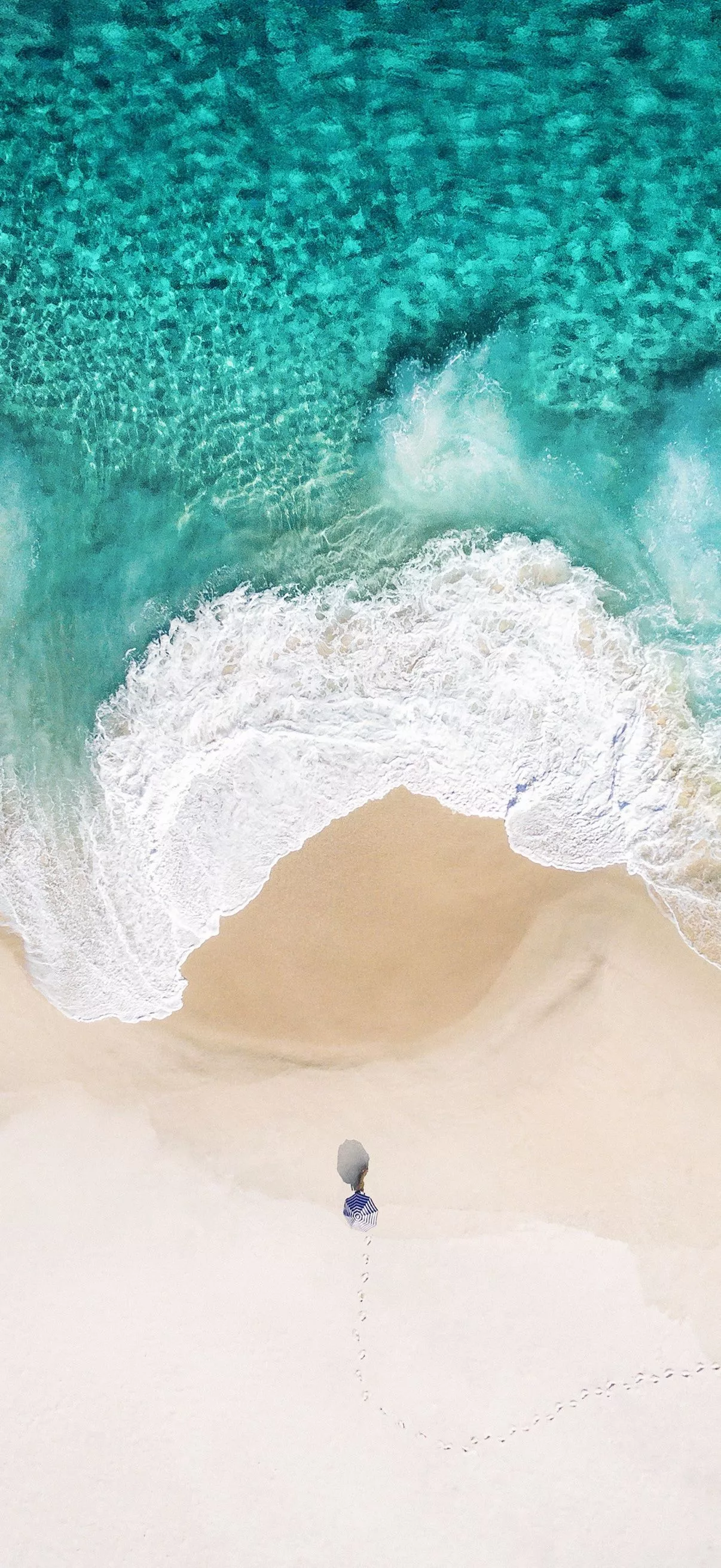 Beach Wallpaper 4K, iOS 10, Aerial view