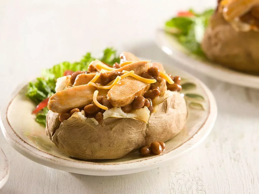 Chicken and Baked Bean Stuffed Potatoes