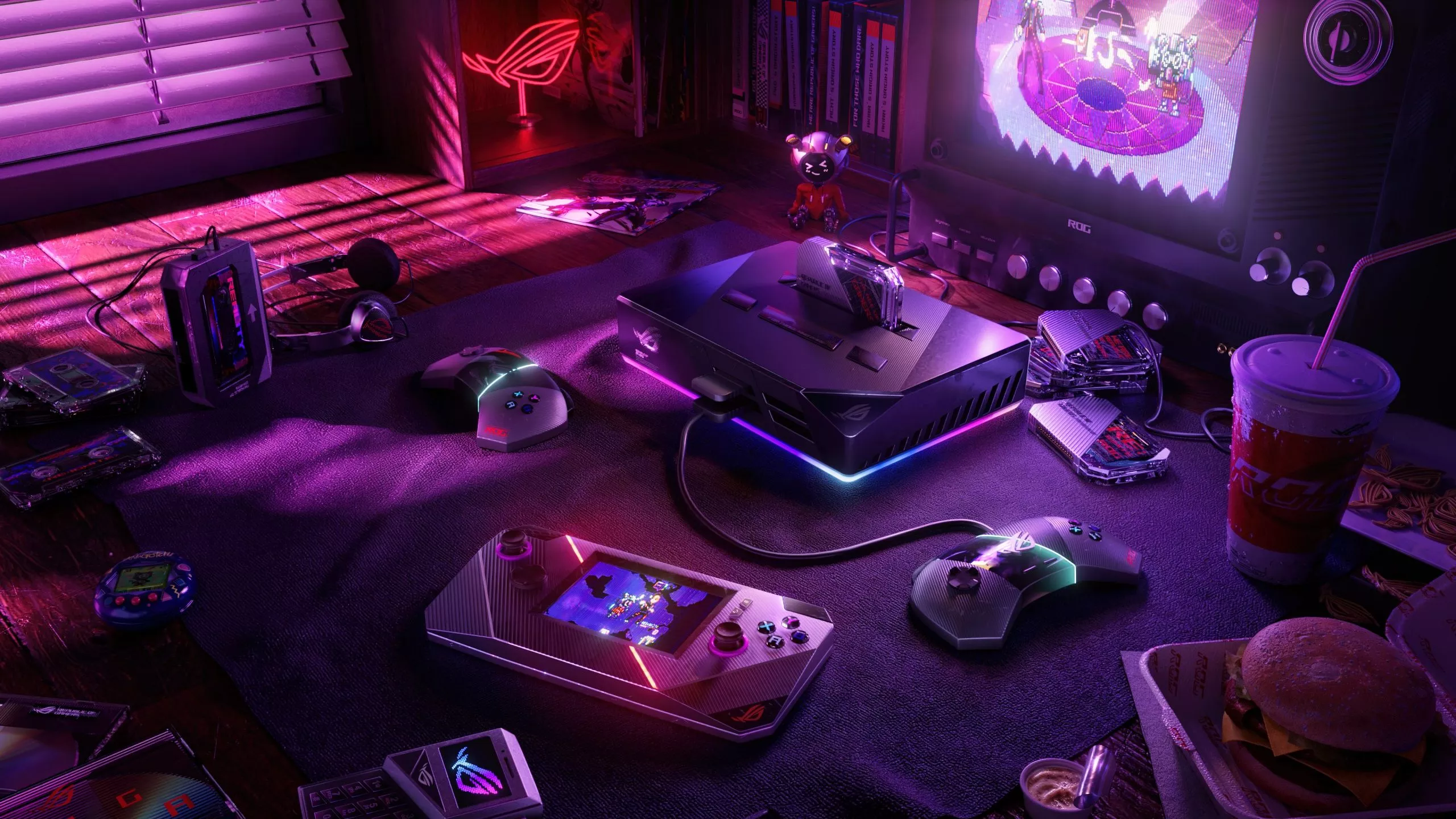 Gaming room Wallpaper 4K, Aesthetic interior, ASUS ROG