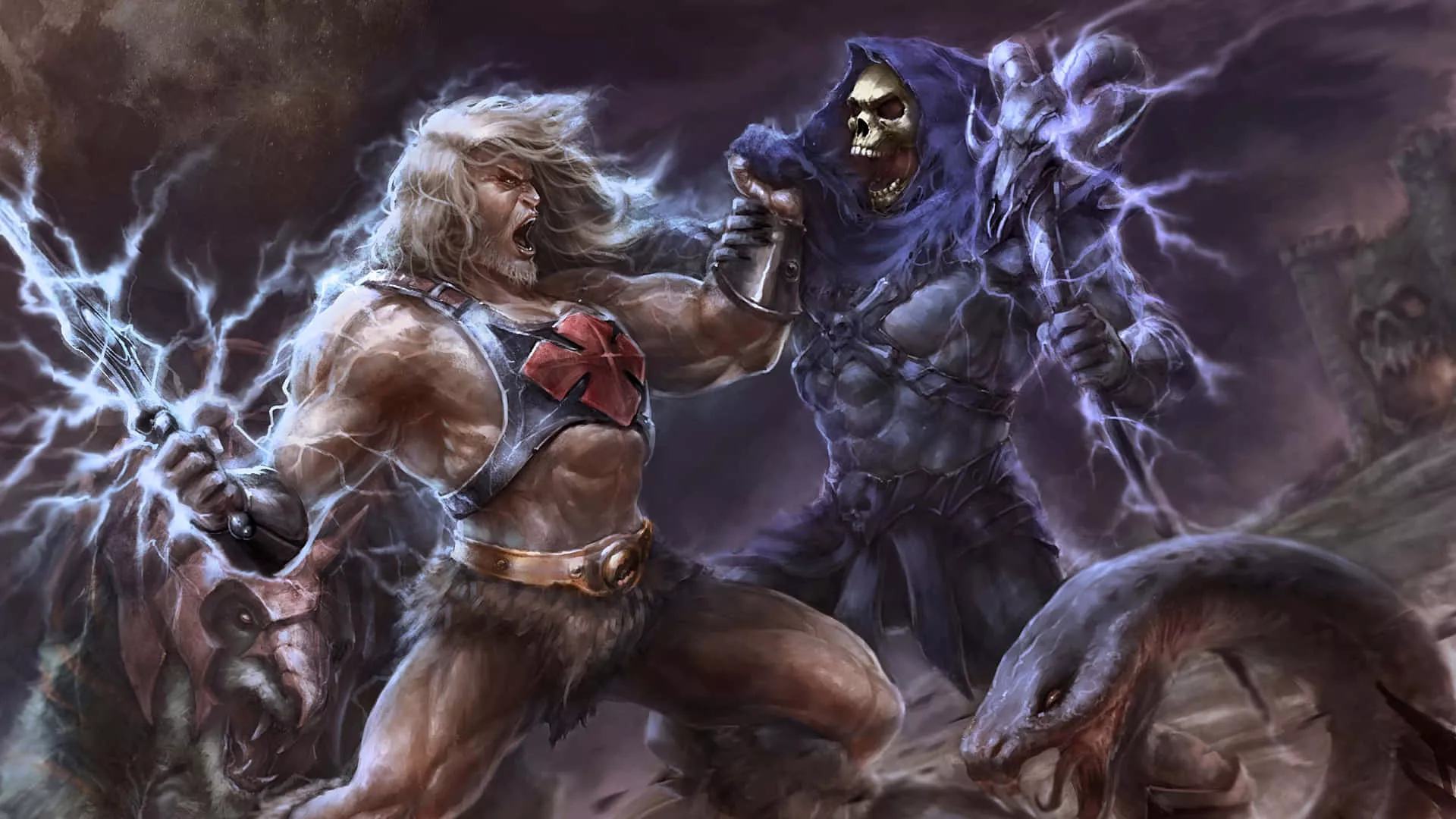 He Man And Skeleton Fighting In