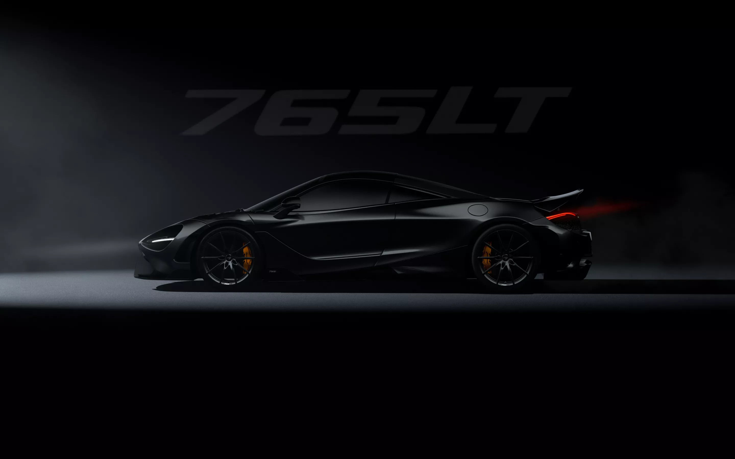 McLaren 765LT Wallpaper 4K, Black cars, Dark background