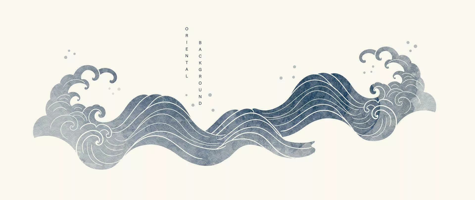 Luxury oriental style background vector. Chinese and Japanese wallpaper pattern design of landscape, sea wave, watercolor, line art. Minimal design illustration for decoration, wall decor, banner