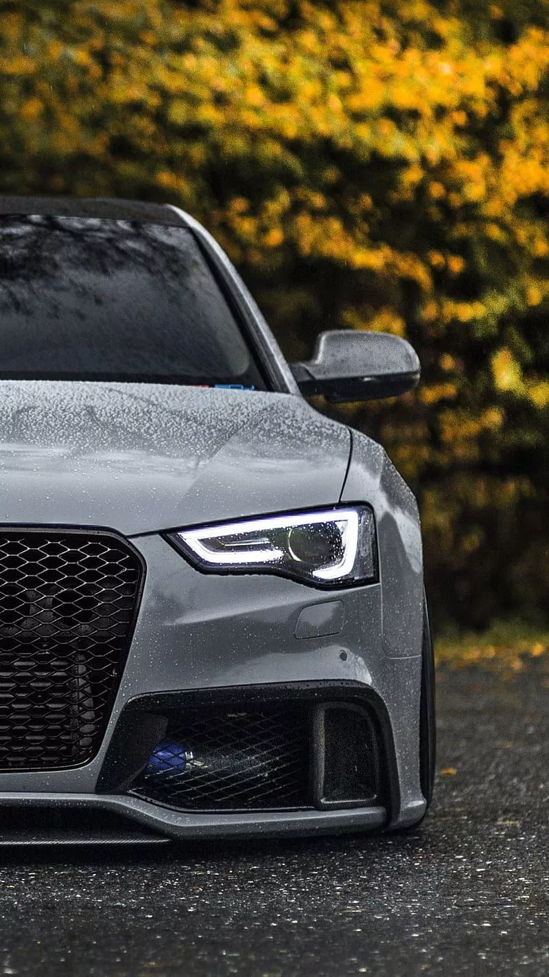 White Audi Car, white car, HD phone