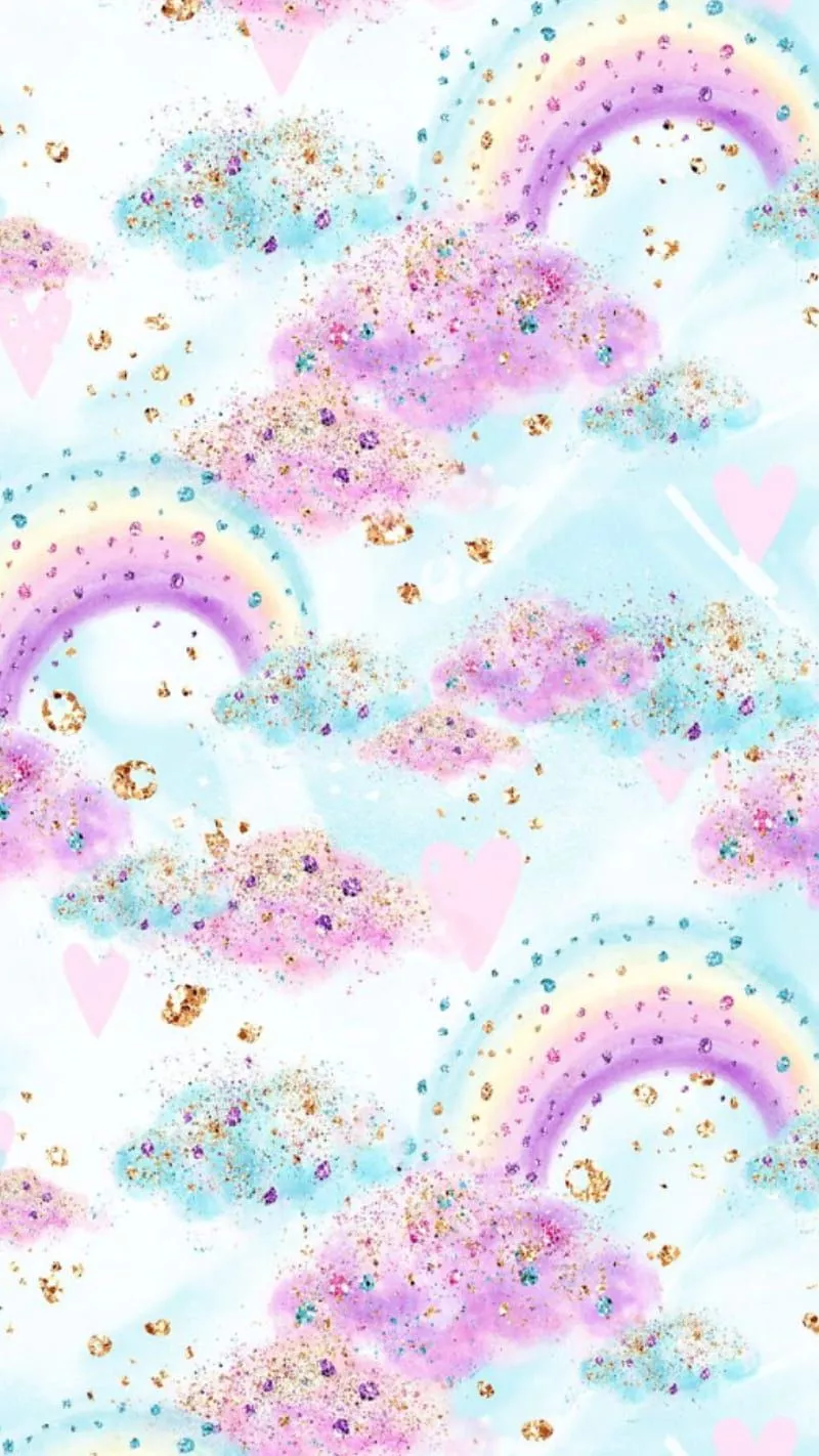 Pastel, glitter, rainbow, HD phone