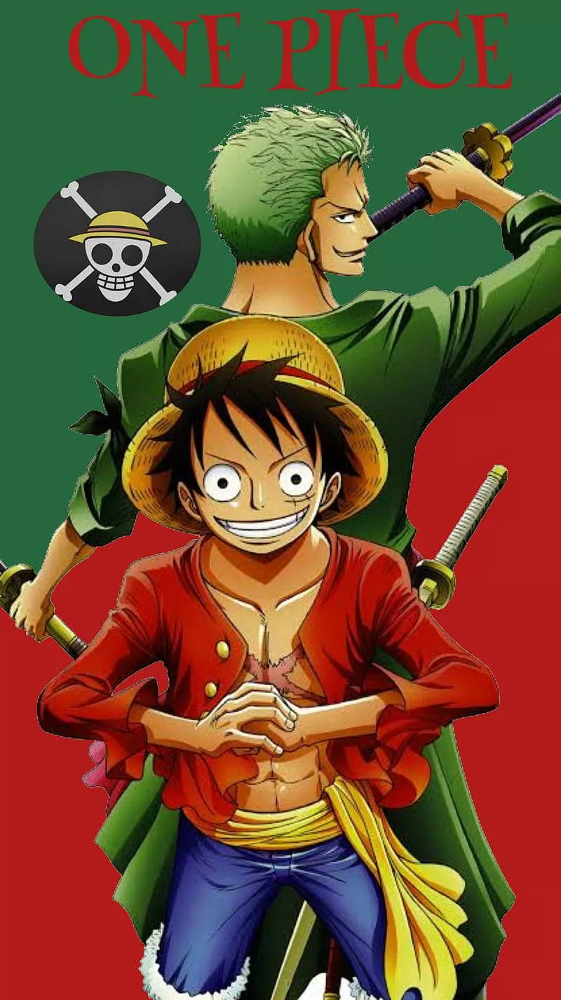 Luffy Zoro One Piece Red And Green Art