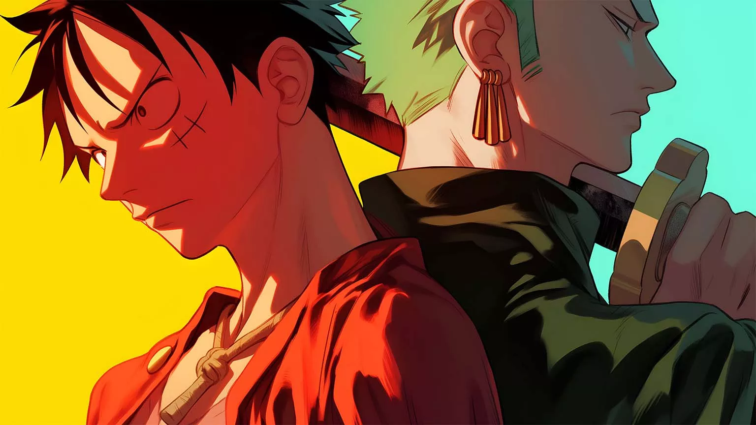 Luffy & Zoro Gradient Style Desktop