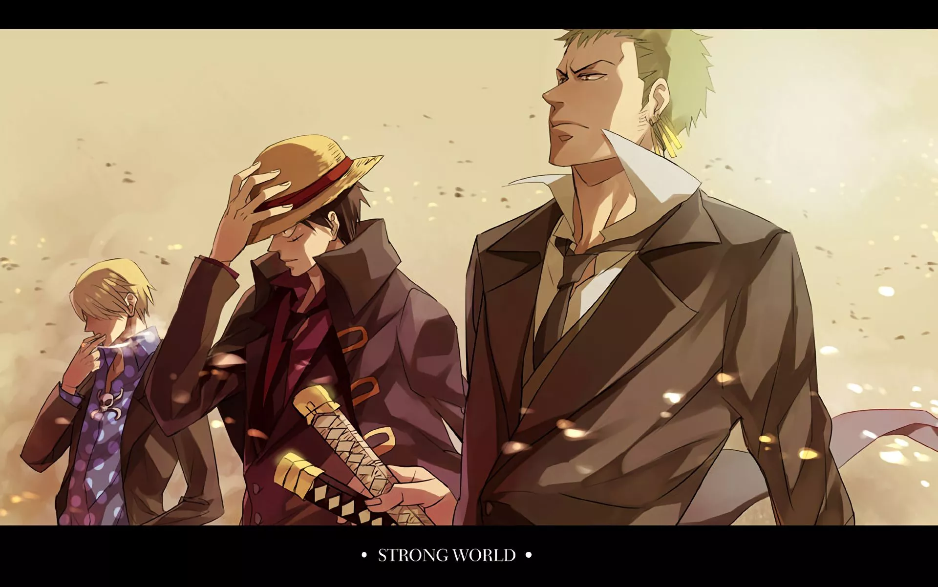 Mobile Wallpaper Featuring Zoro, Sanji