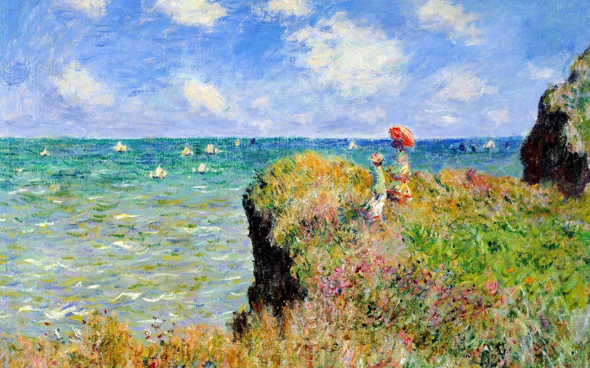 Cliffside Stroll Impressionist Painting