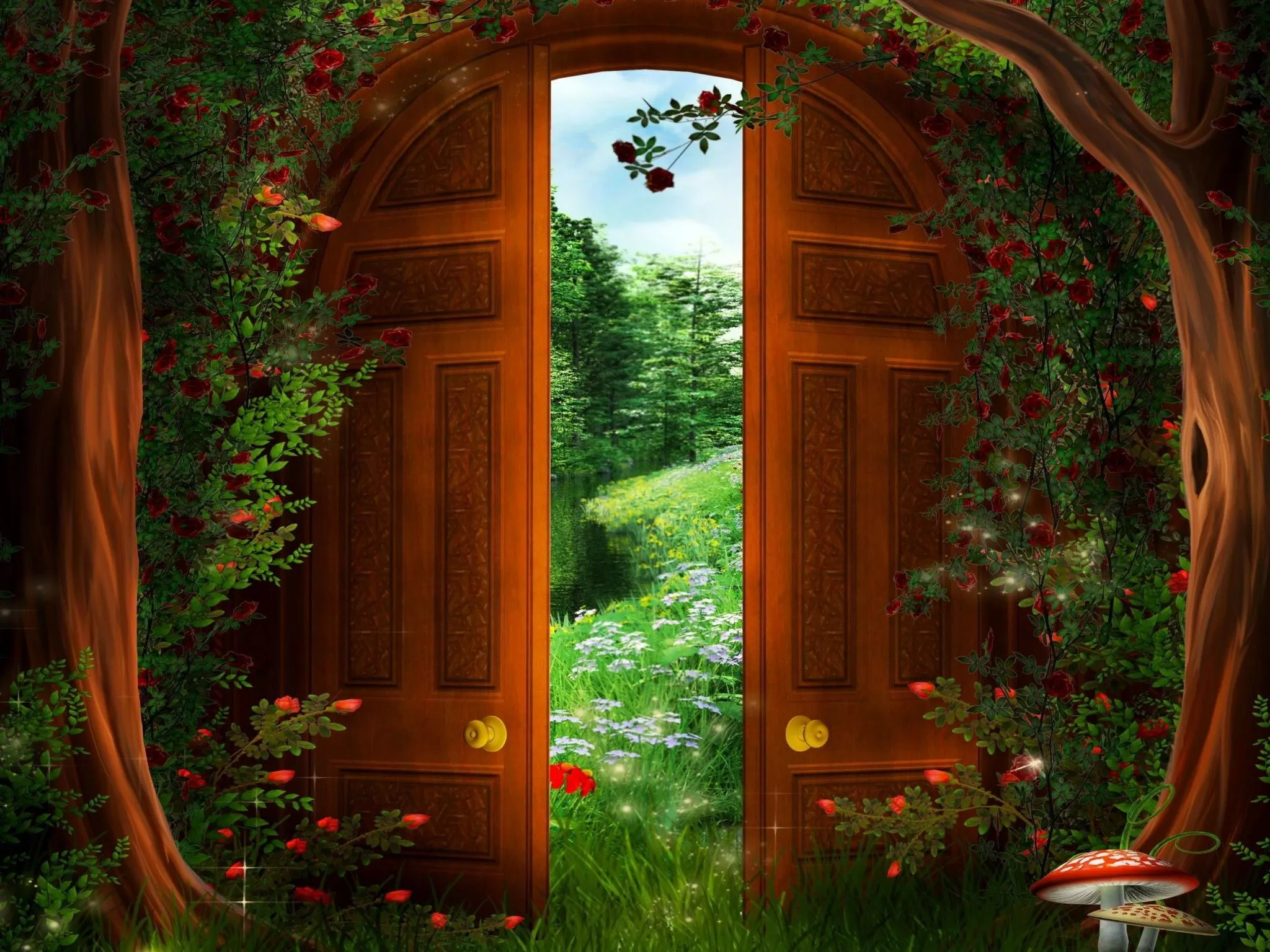 Magical Doorway in a Green Fantasy
