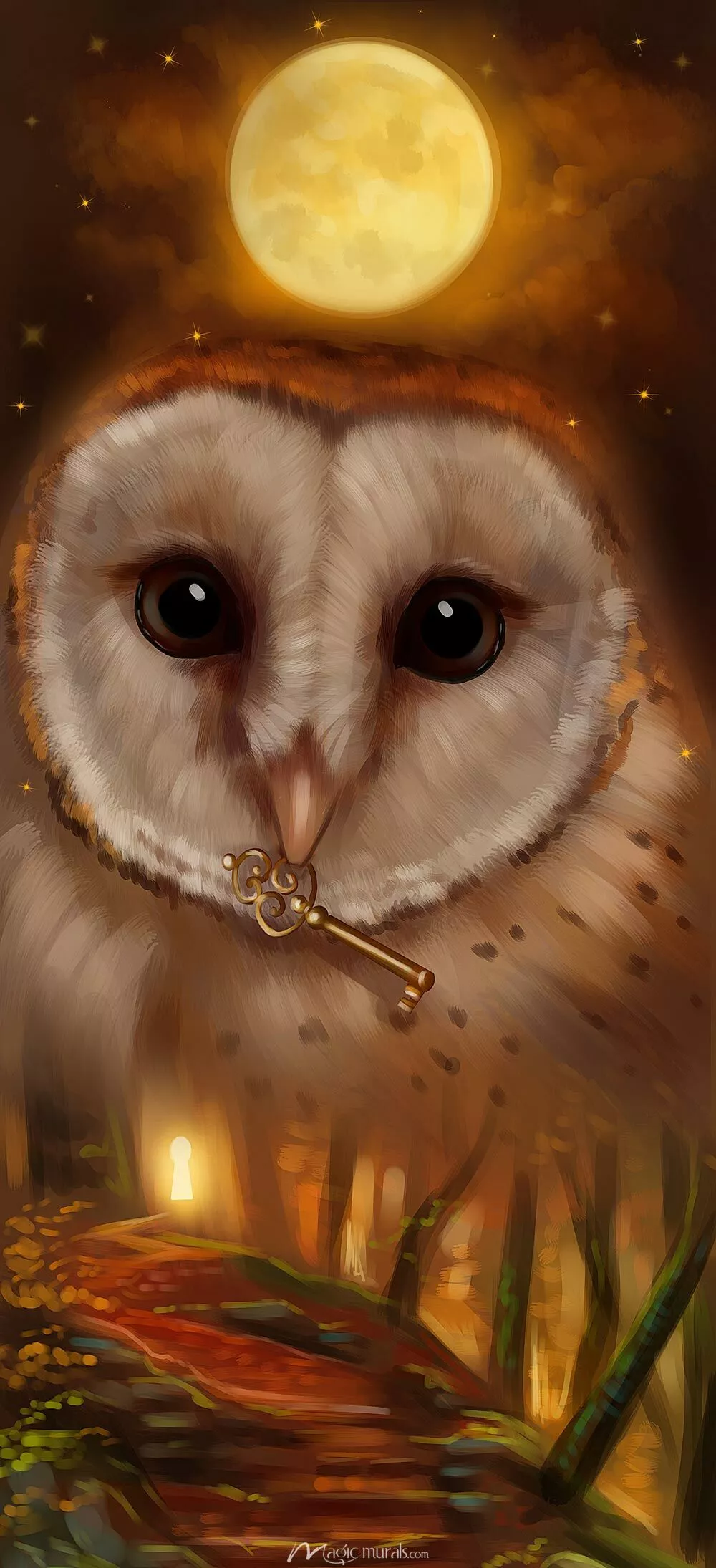 Brown Owl Door Wallpaper Wall Mural